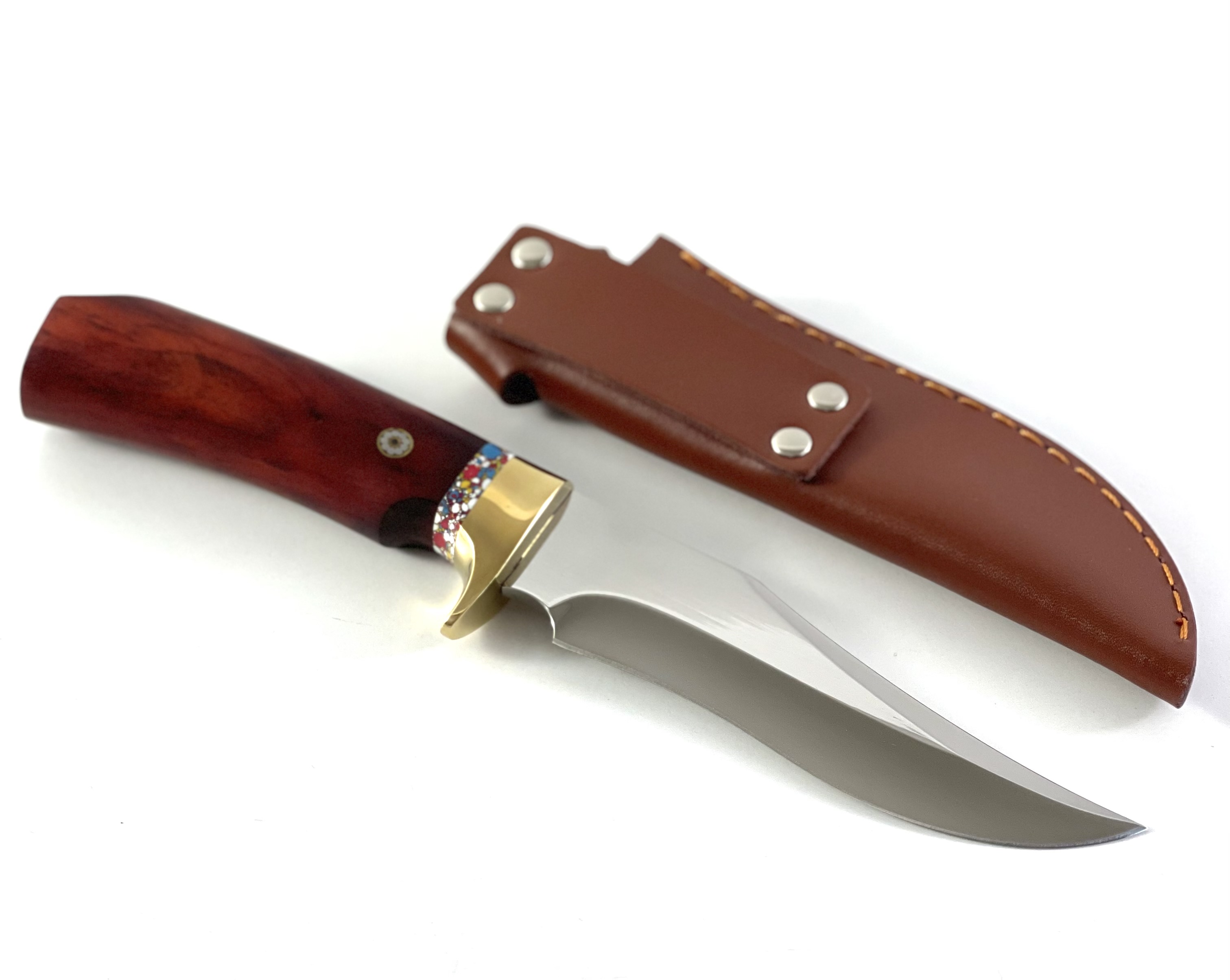 Ловен нож с красива дървена кутия и кожена кания - Knife Amanlong