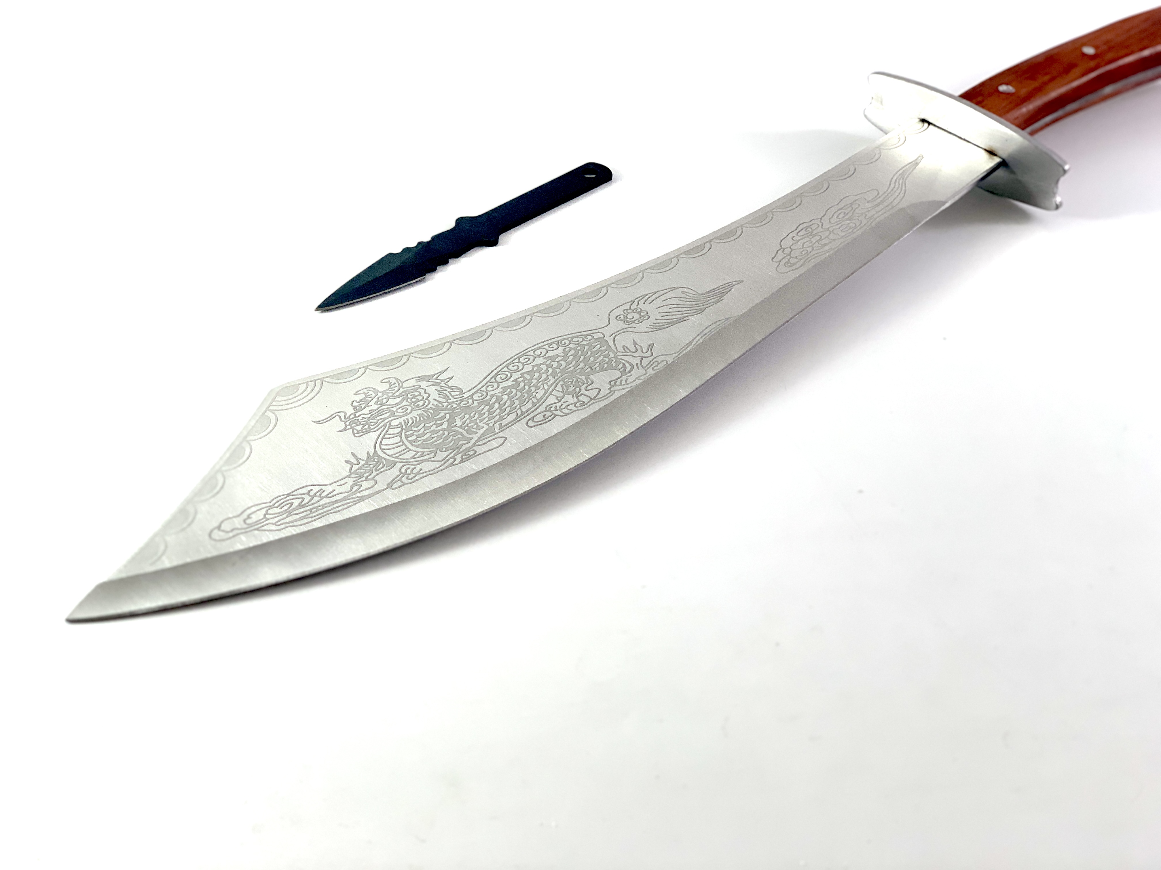 Масивна сабя ,ятаган , меч  с калъф и инкрустиран дракон на острието