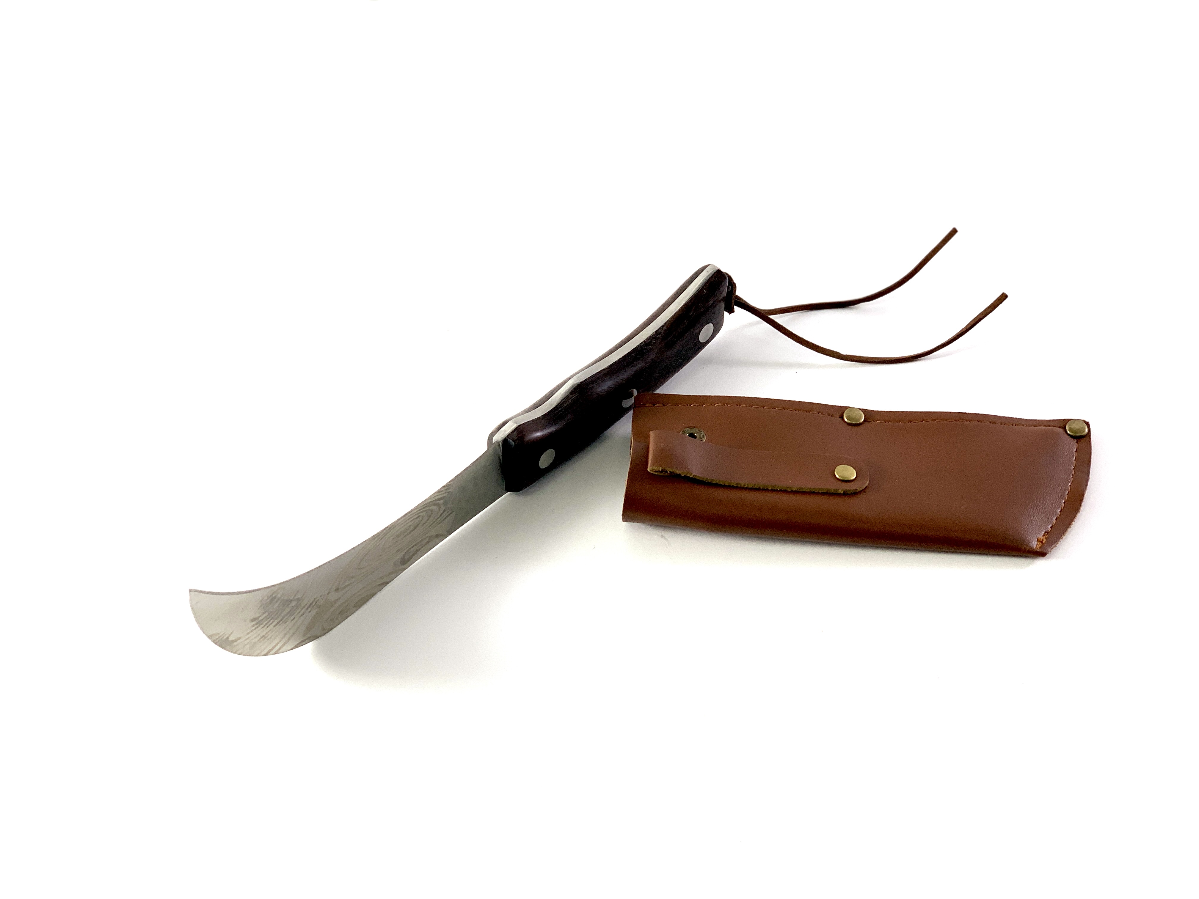 Нож с кожен кафяв калъф с извито острие Knives DV9090