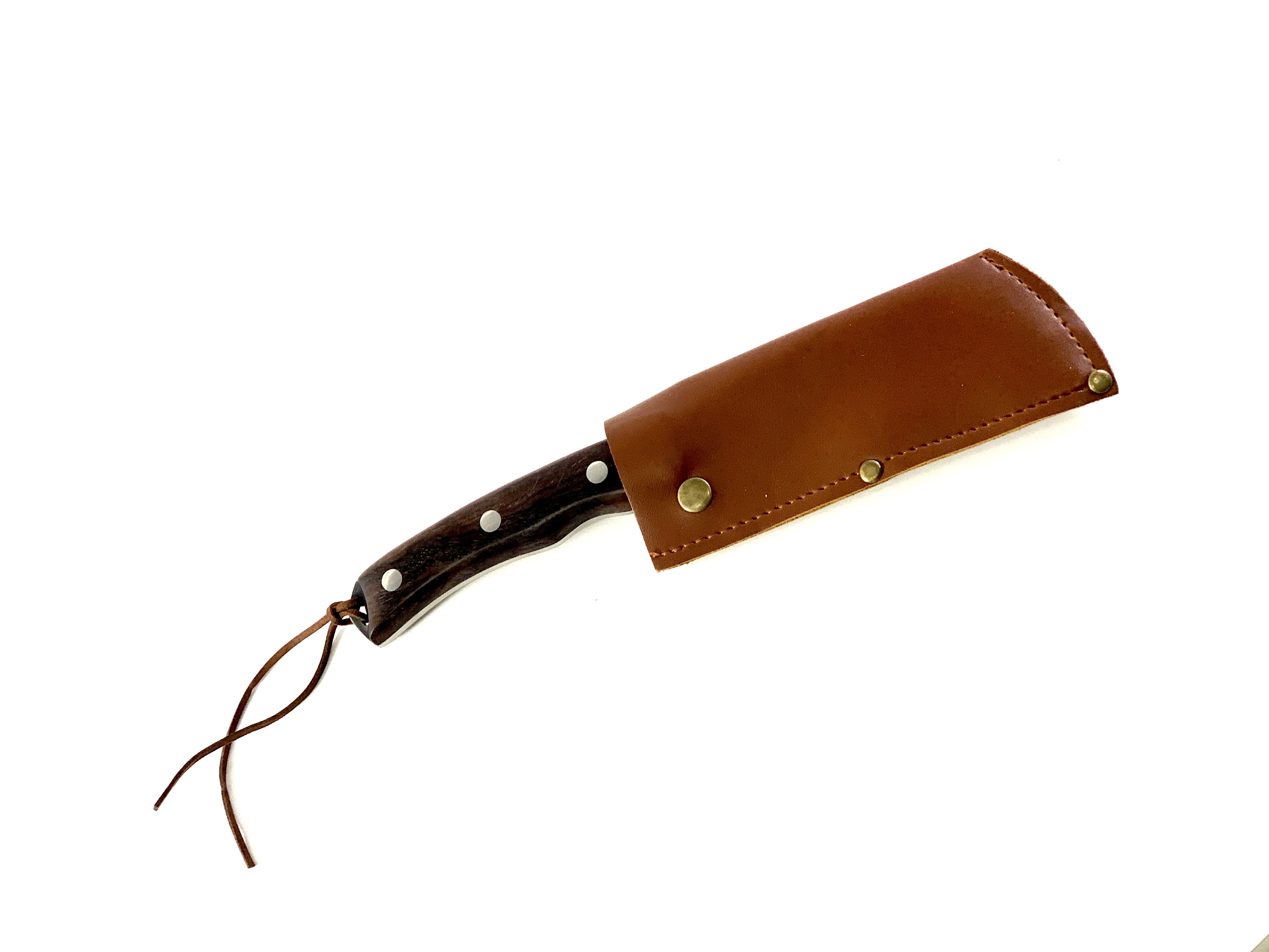 Нож с кожен кафяв калъф с извито острие Knives DV9090