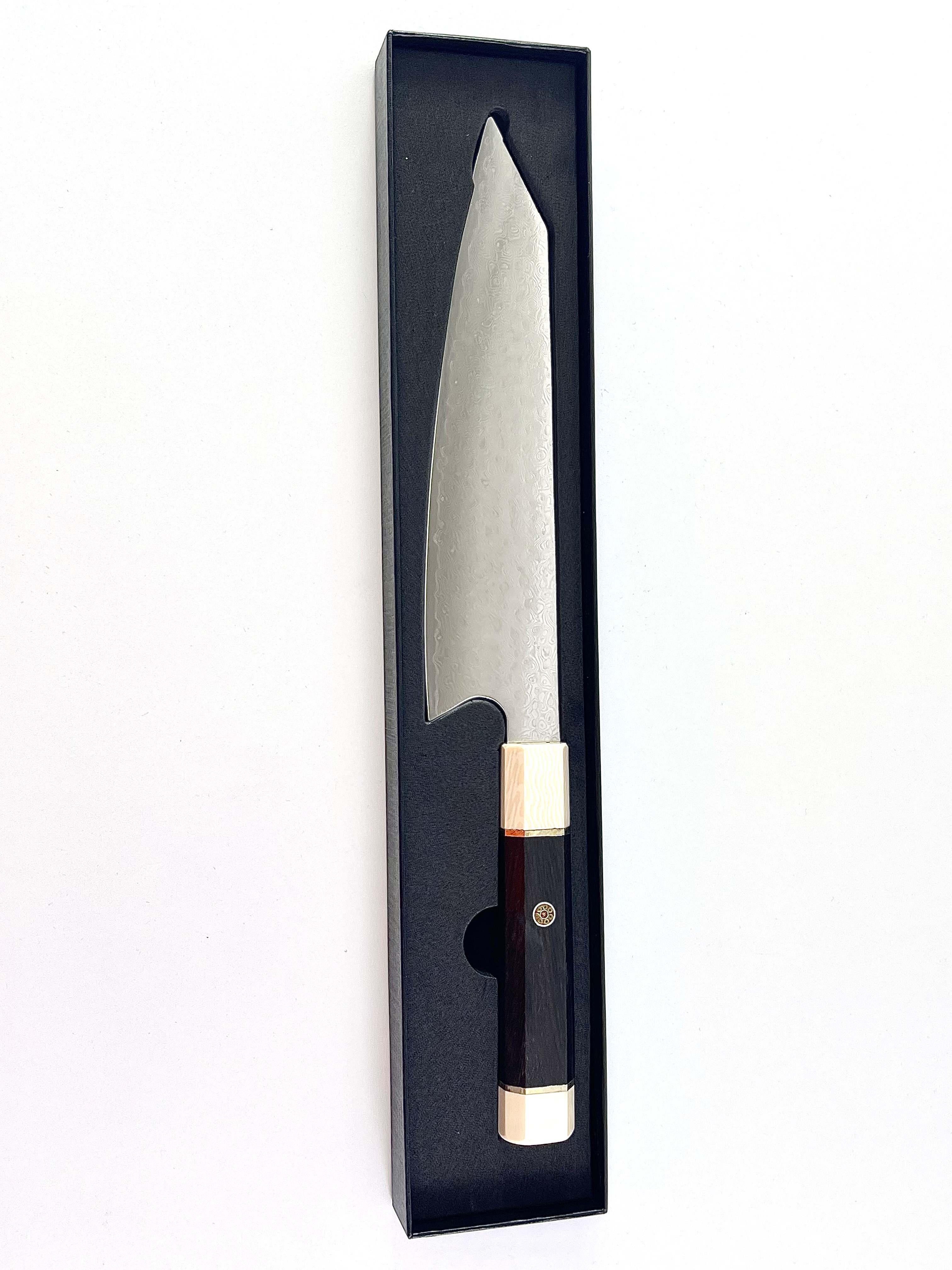 Професионален кухненски нож Santoku DAMASK - W006 полирана дръжка от дърво и смола