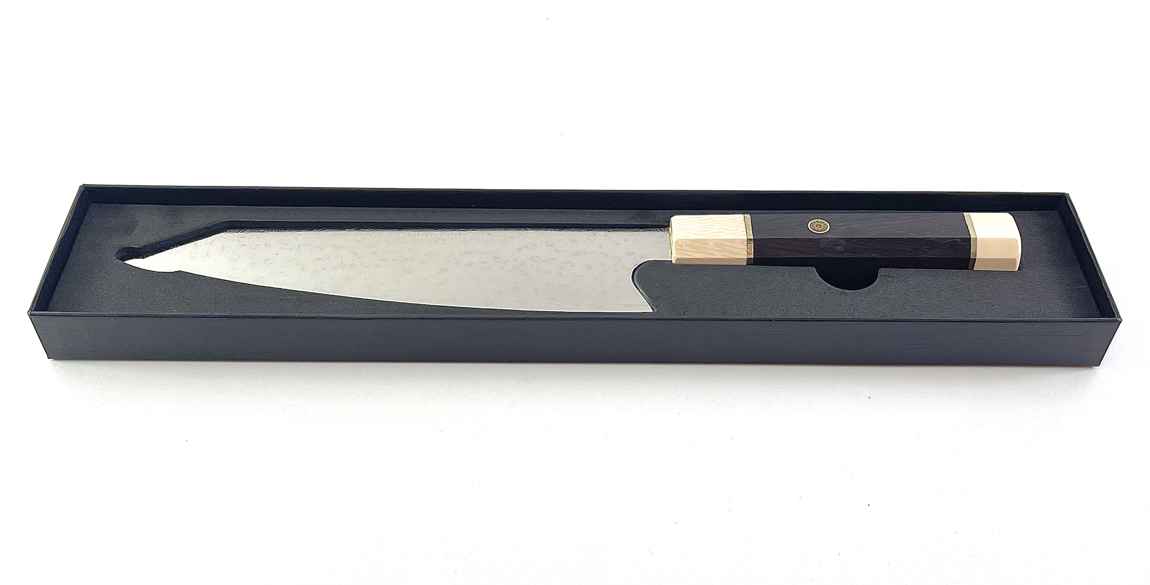 Професионален кухненски нож Santoku DAMASK - W006 полирана дръжка от дърво и смола
