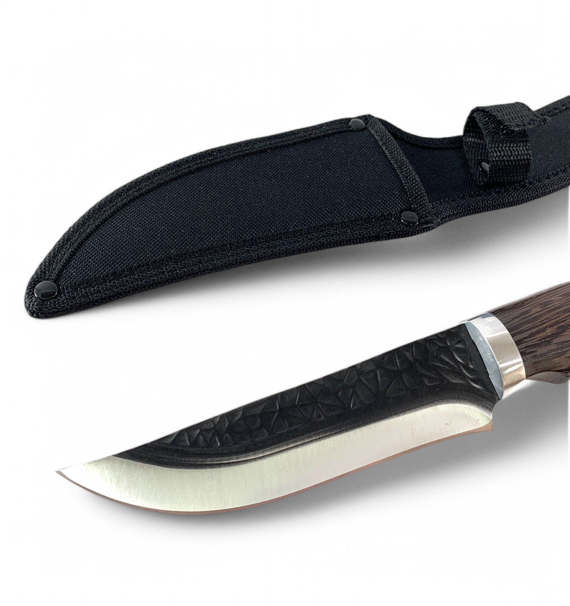 Ловен нож с дървена дръжка и текстилна кания