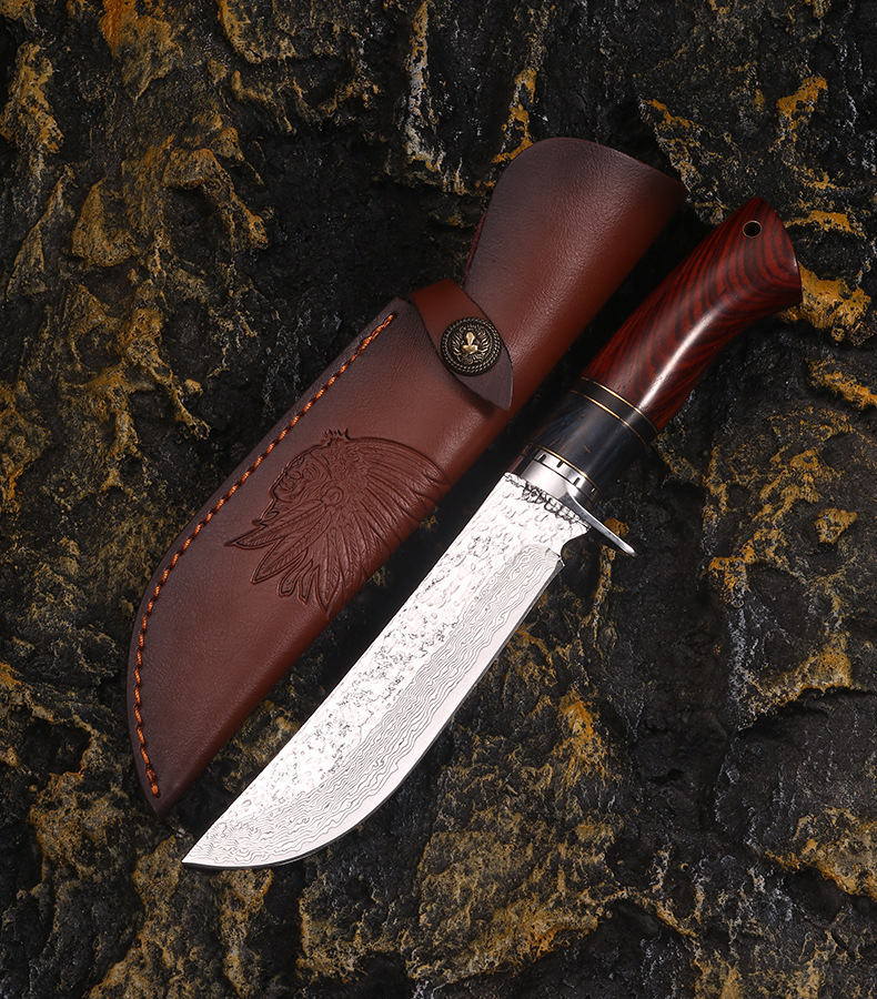 Ръчно направен ловен нож от Damask steel дръжка от Rosewood