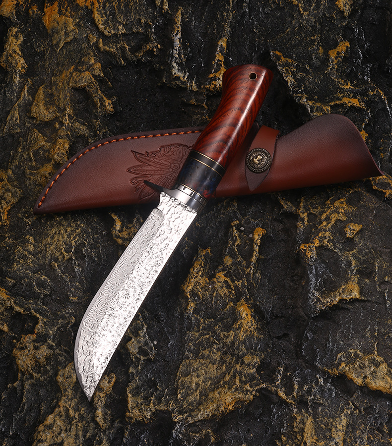 Ръчно направен ловен нож от Damask steel дръжка от Rosewood