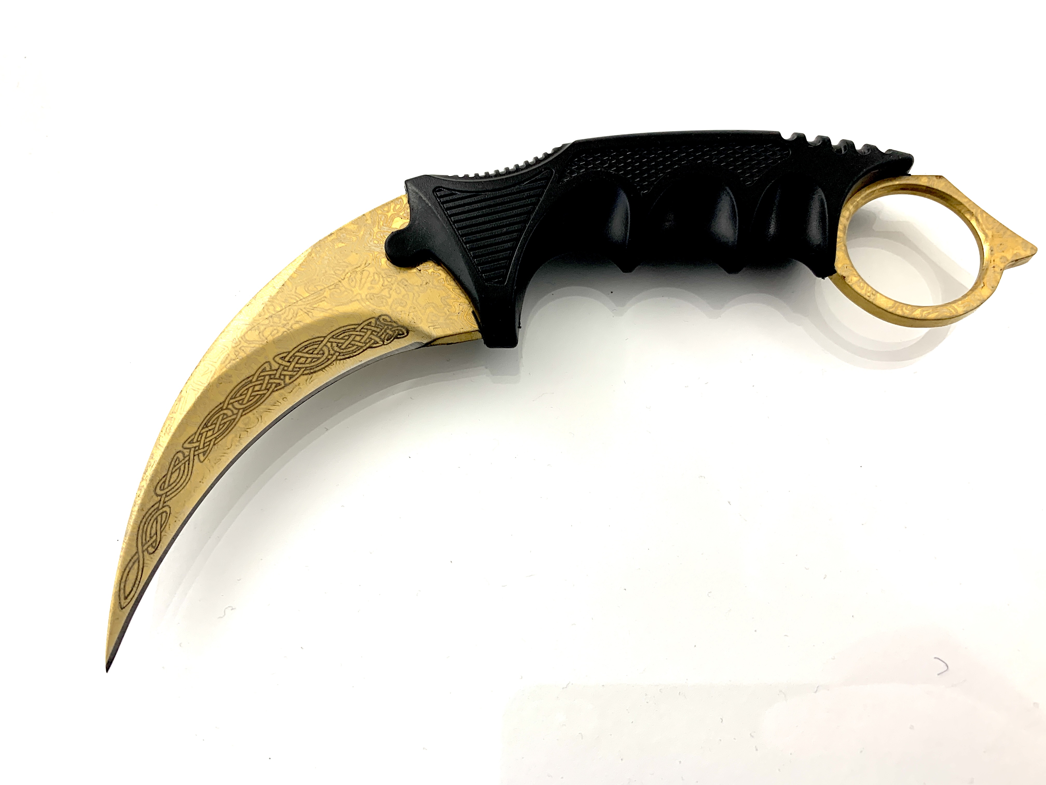 Нож TOPOINT Gold Karambit, нож с фиксирано острие от неръждаема стомана с калъф и нож CS-GO Нож TOPOINT Gold Karambit, нож с фиксирано острие от неръждаема стомана с калъф и нож CS-GO