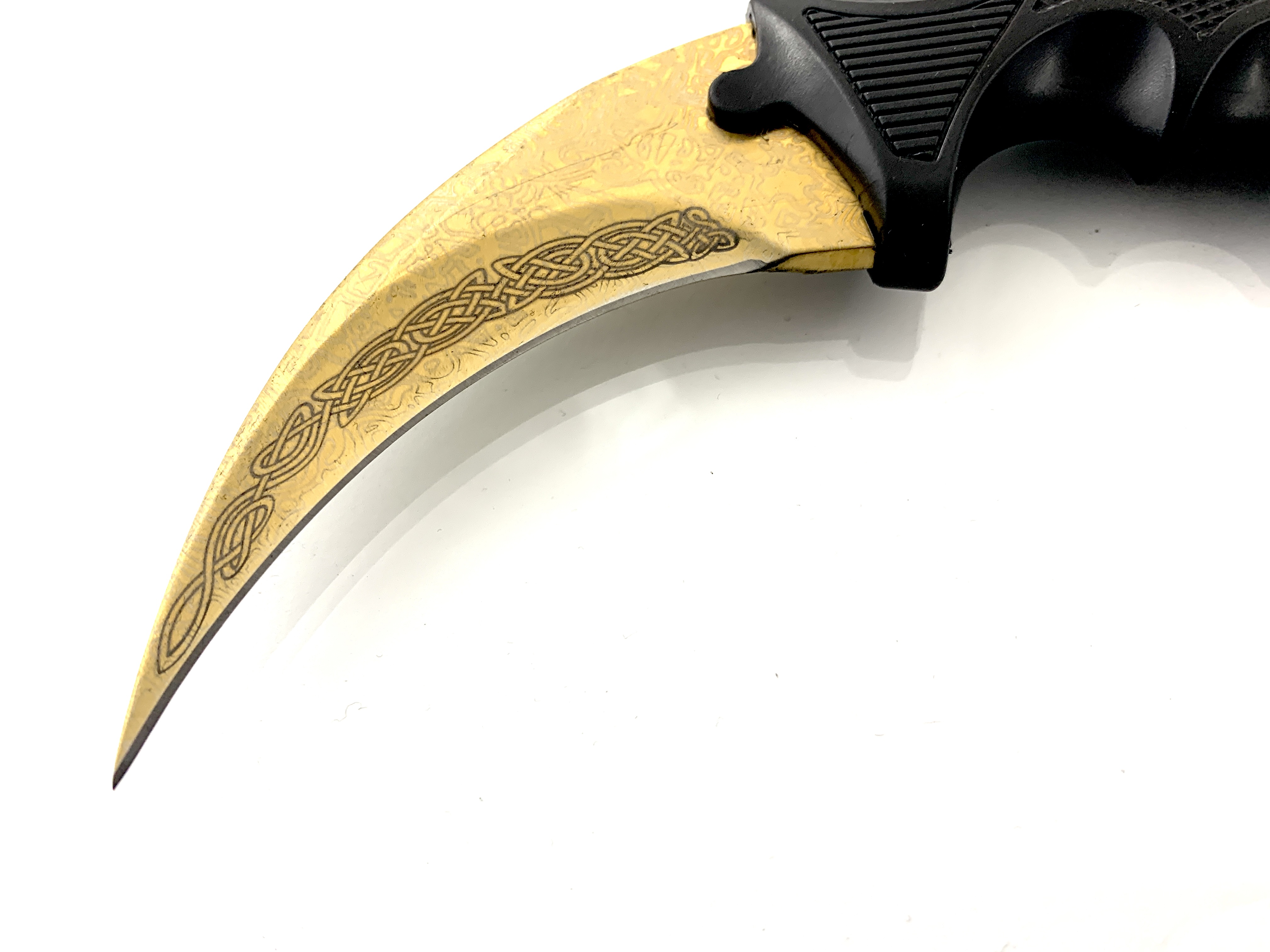 Нож TOPOINT Gold Karambit, нож с фиксирано острие от неръждаема стомана с калъф и нож CS-GO Нож TOPOINT Gold Karambit, нож с фиксирано острие от неръждаема стомана с калъф и нож CS-GO