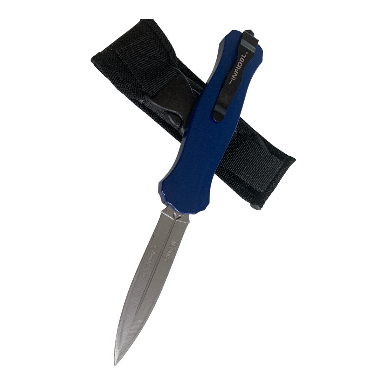 Автоматичен метален нож Кама OTF Blue с калъф