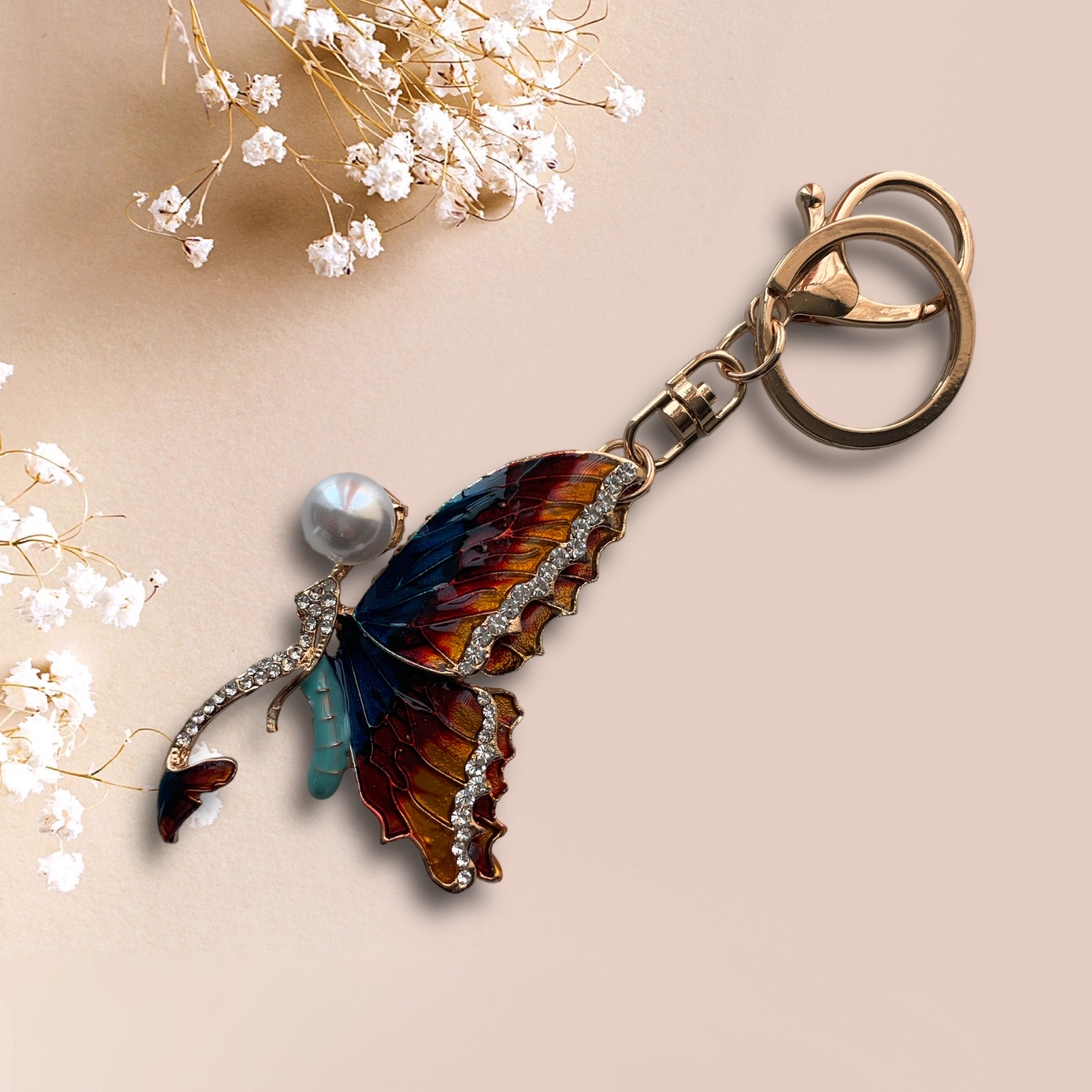 Дамски ключодържател пеперуда с  камъчета