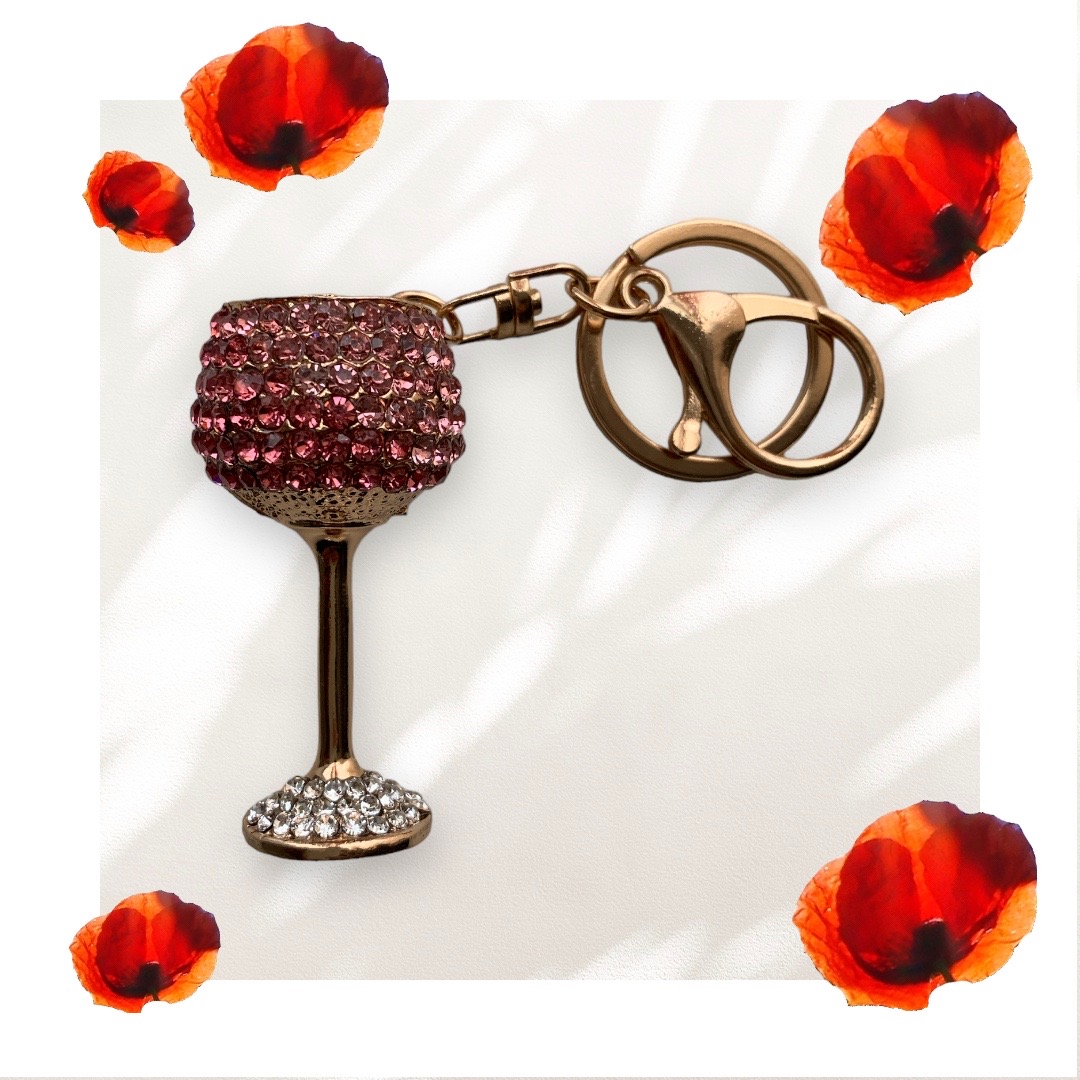 Дамски ключодържател Чаша за Вино с камъни