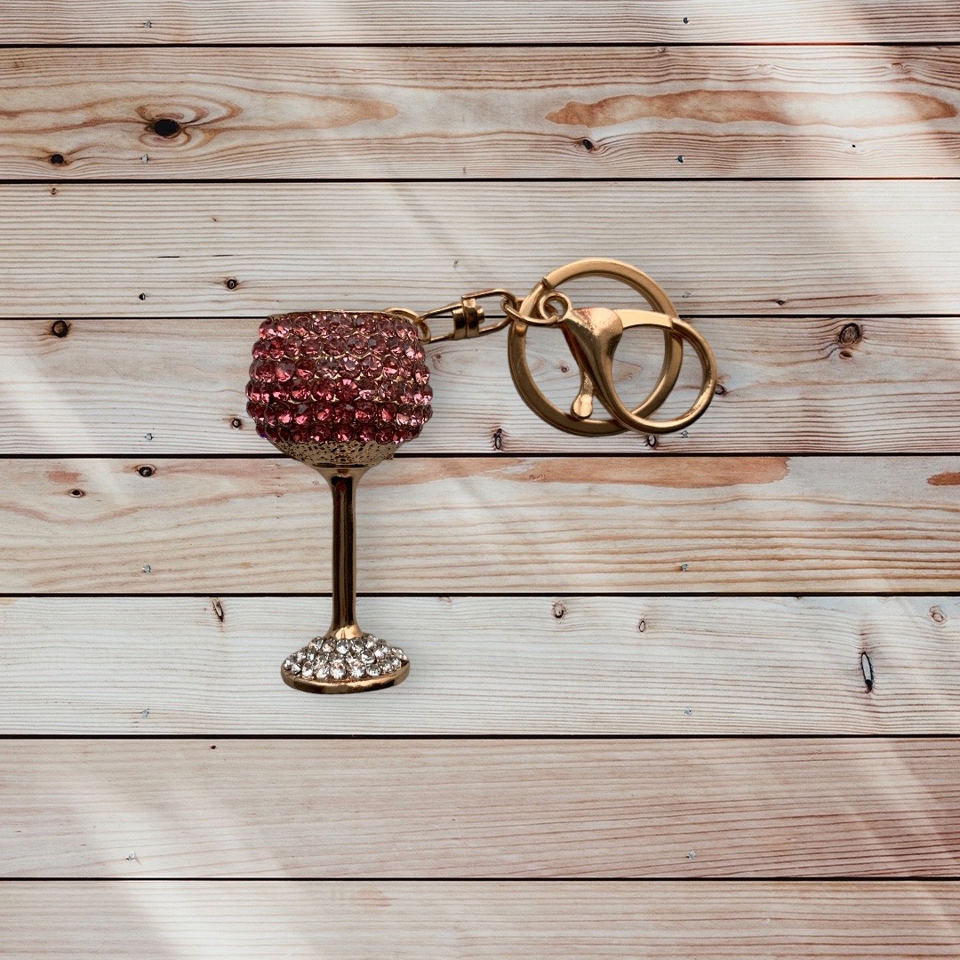 Дамски ключодържател Чаша за Вино с камъни