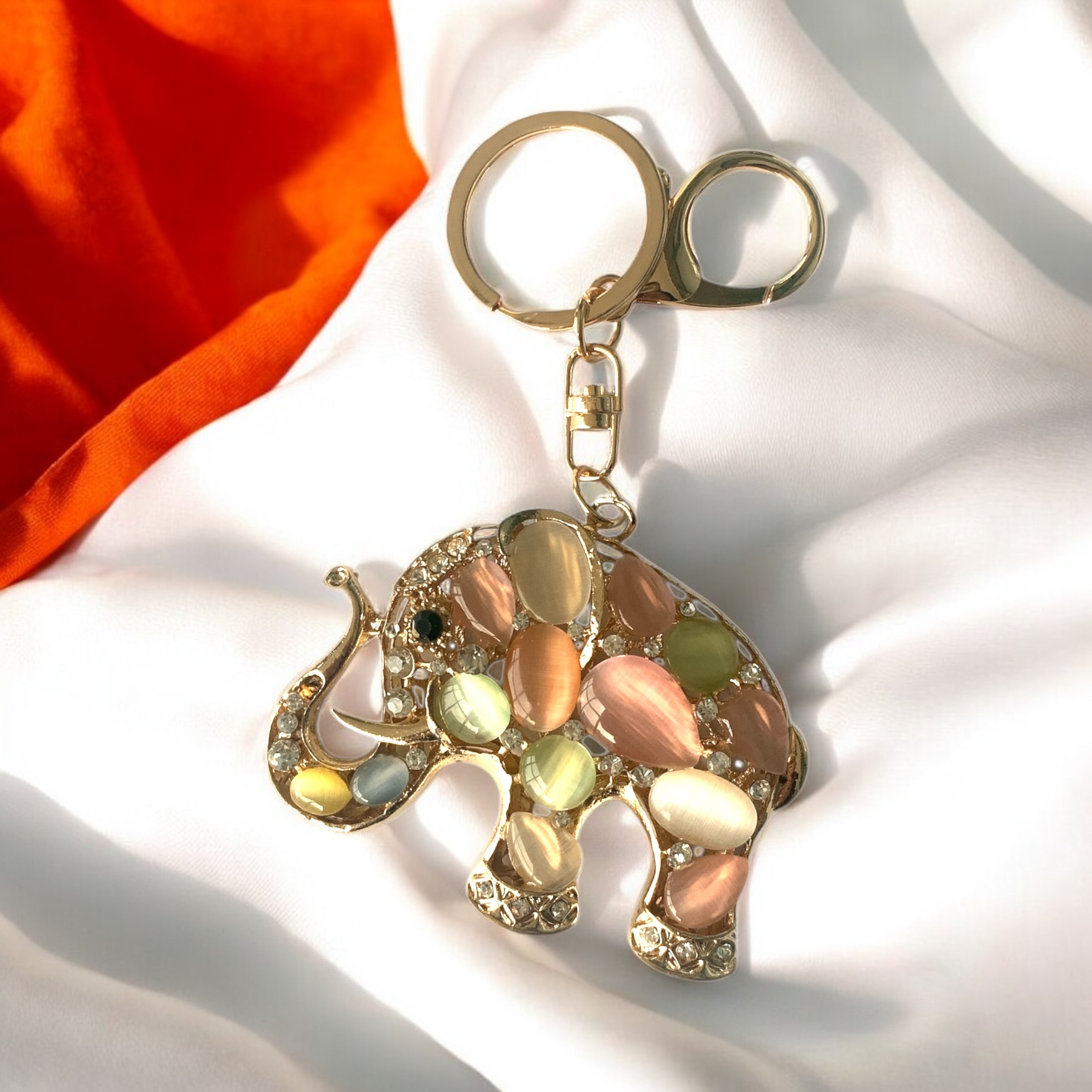 Дамски ключодържател Слон голям с камъни