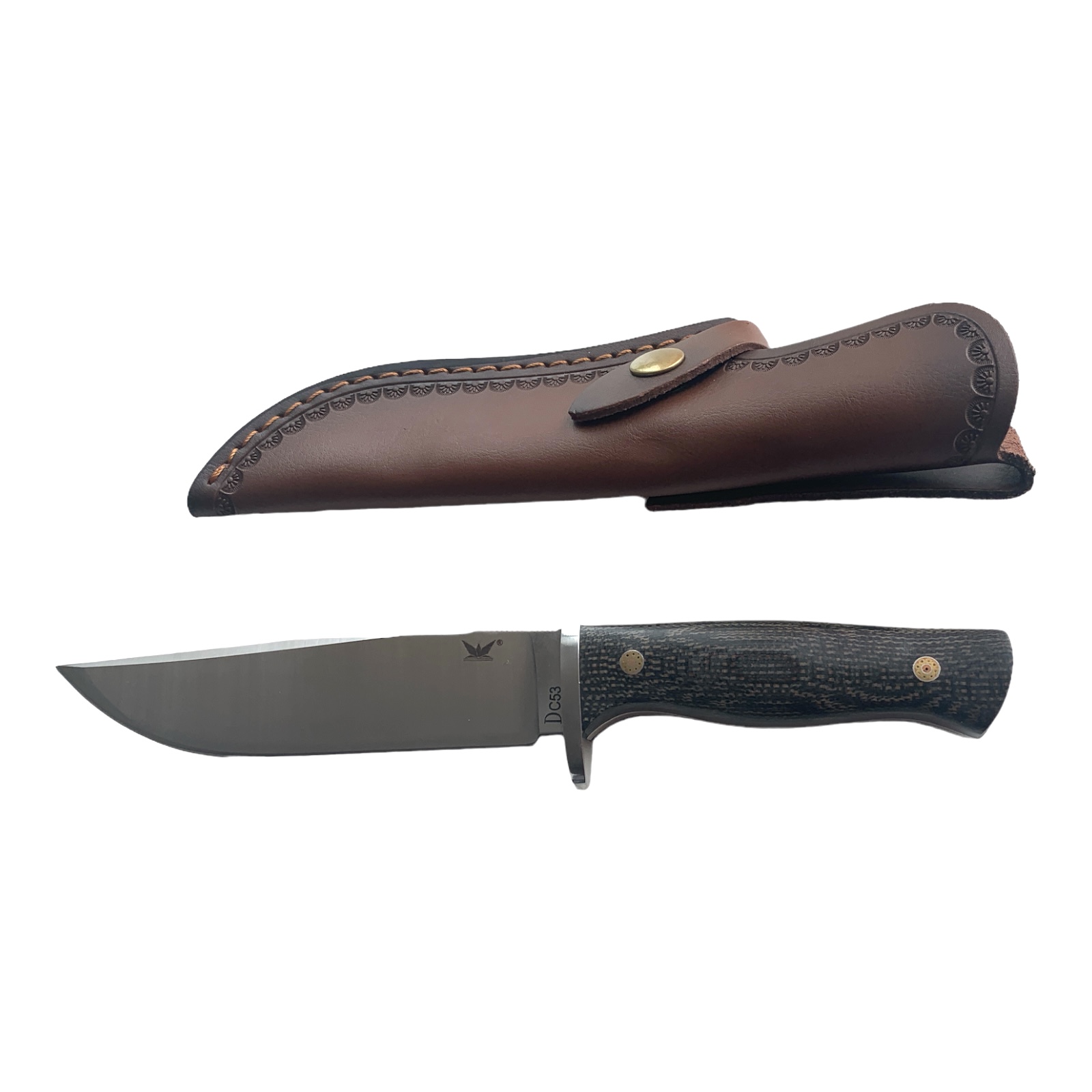 Ръчно направен ловен нож DC53 стомана фултанг Handle Micarta Ръчно направен ловен нож DC53 стомана фултанг Handle Micarta