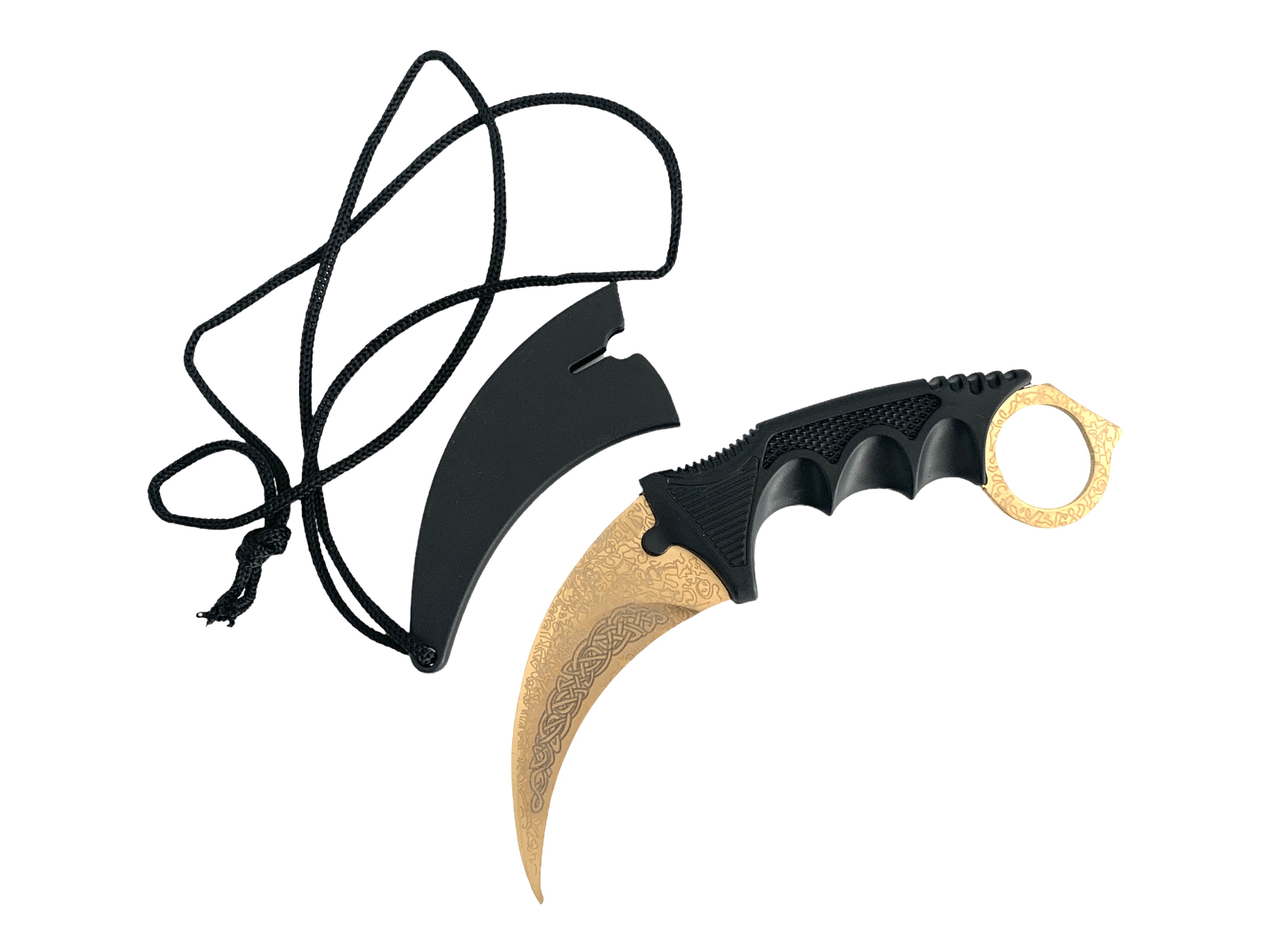Нож TOPOINT Gold Karambit, нож с фиксирано острие незаточен за колекция CS-GO Нож TOPOINT Gold Karambit, нож с фиксирано острие незаточен за колекция CS-GO