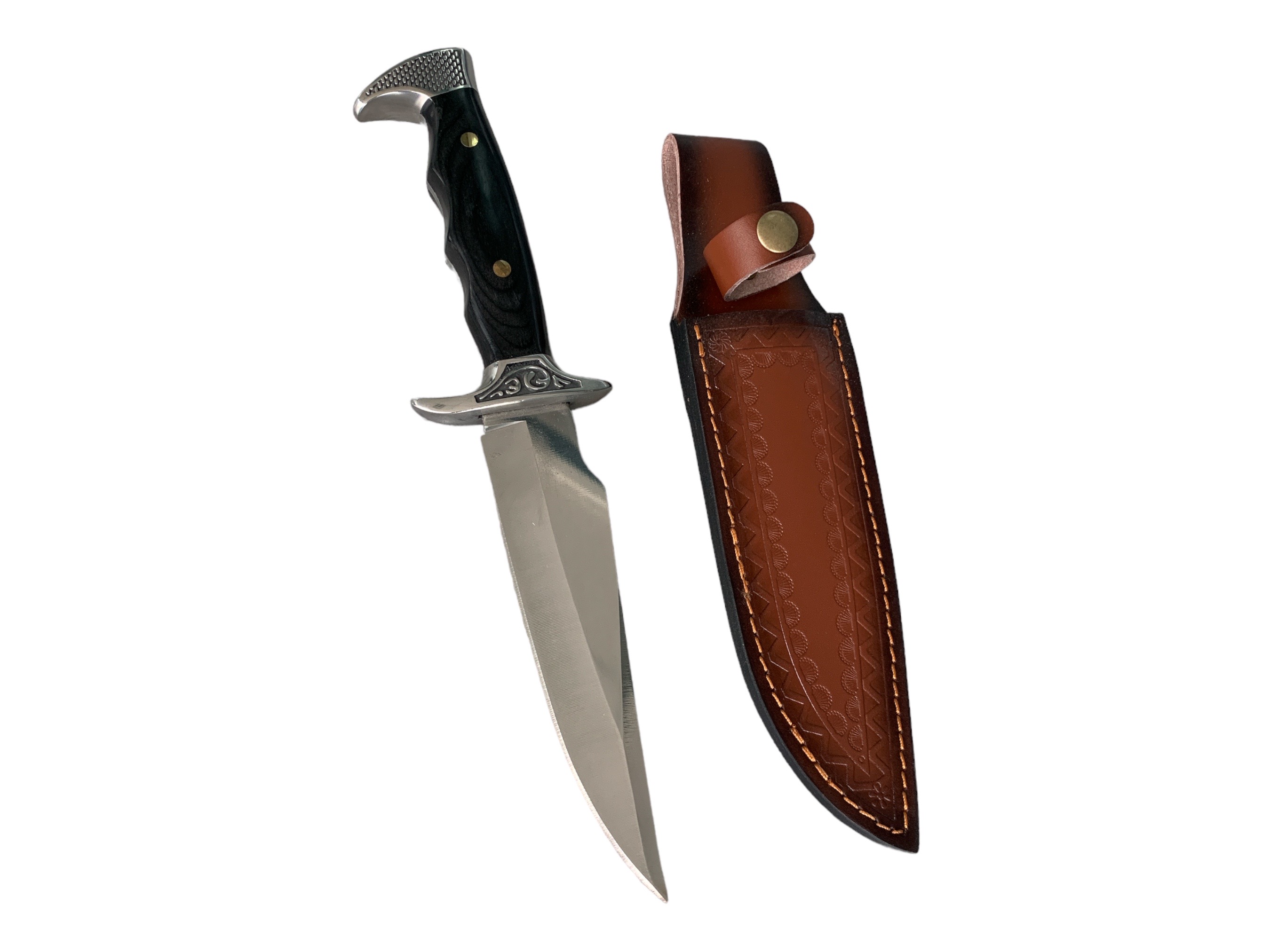 Ловен нож масивен с кожена кания Black Bowie knife