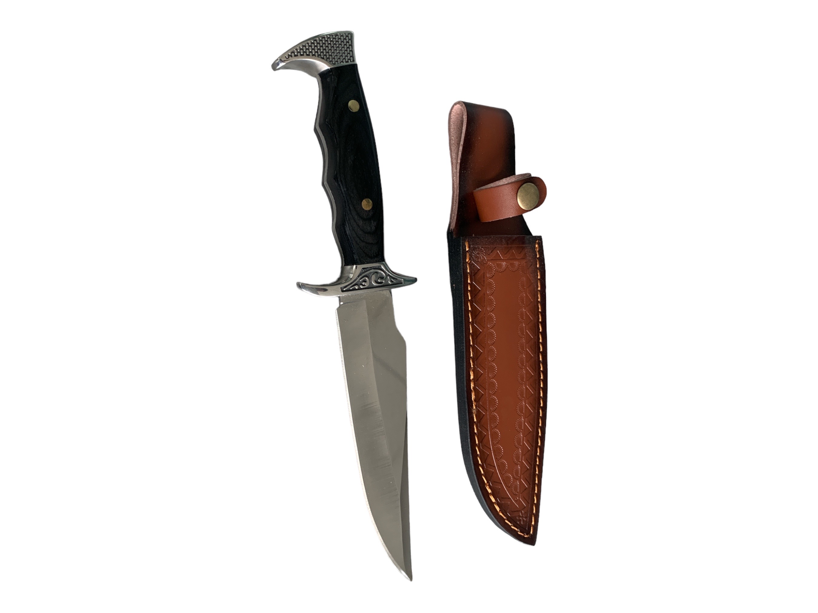 Ловен нож масивен с кожена кания Black Bowie knife