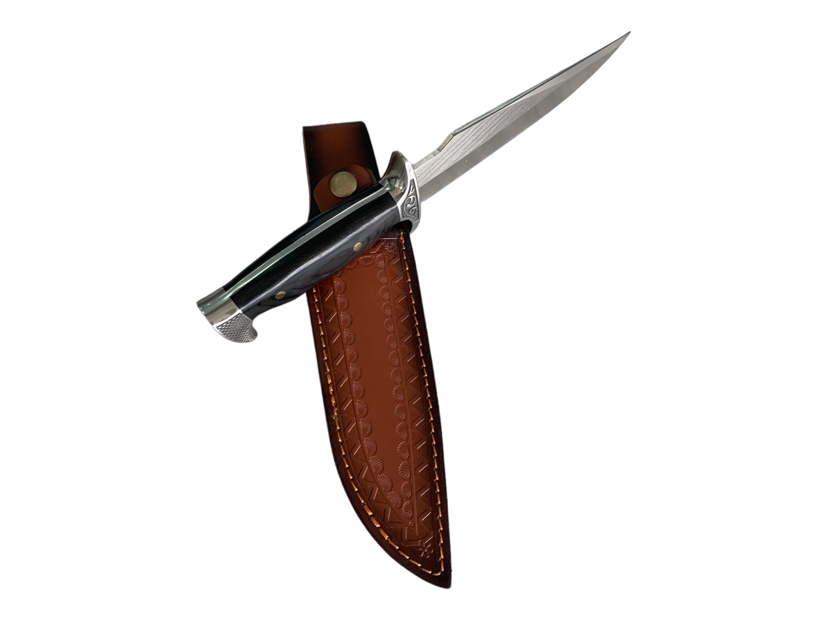Ловен нож масивен с кожена кания Black Bowie knife