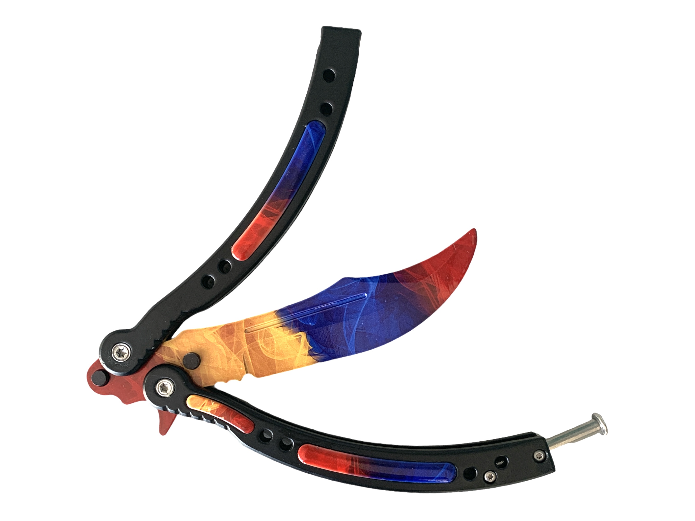 Нож сгъваем тип пеперуда незаточен за правене на трикове -Ice and Fire Karambit