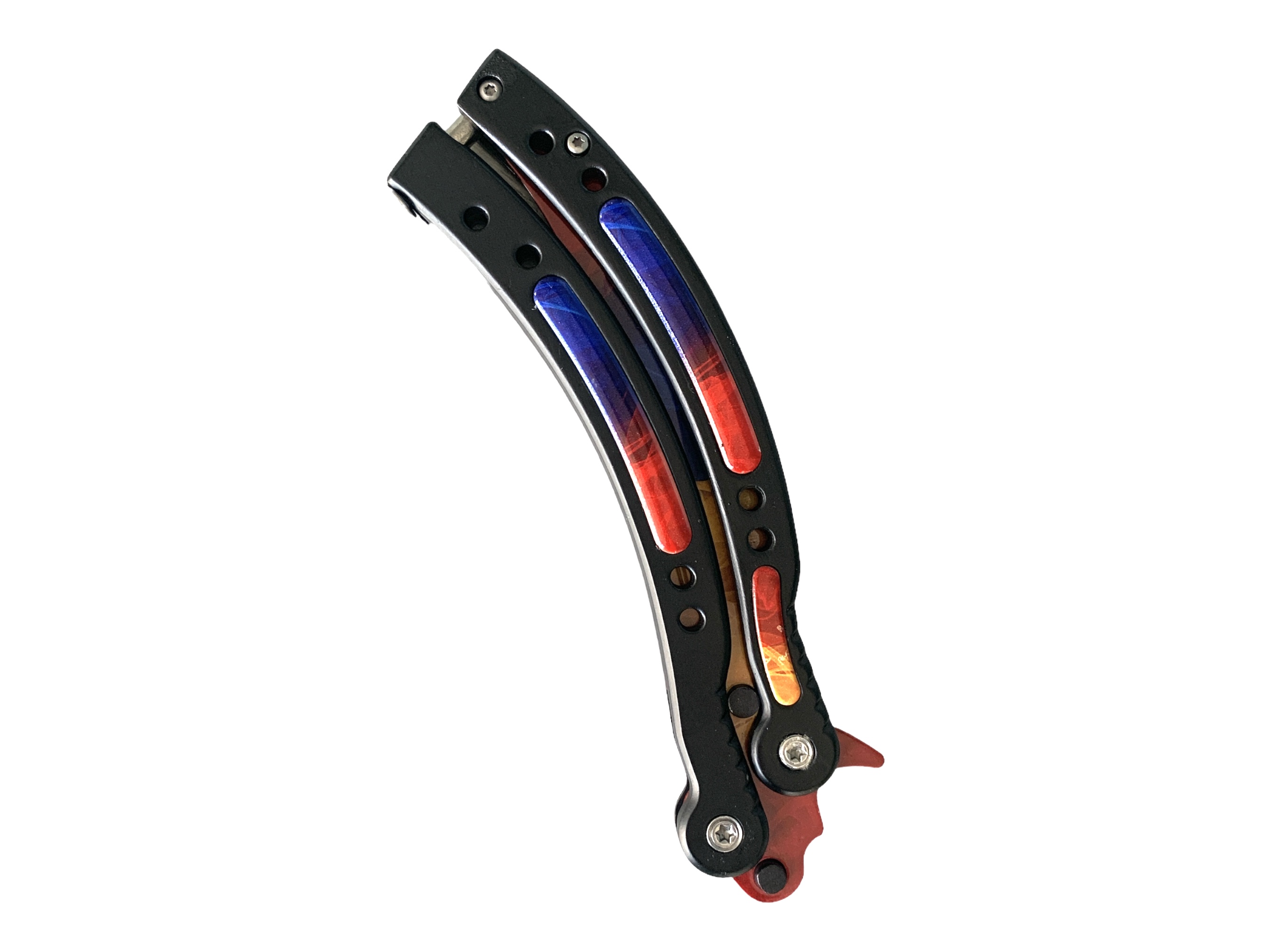 Нож сгъваем тип пеперуда незаточен за правене на трикове -Ice and Fire Karambit