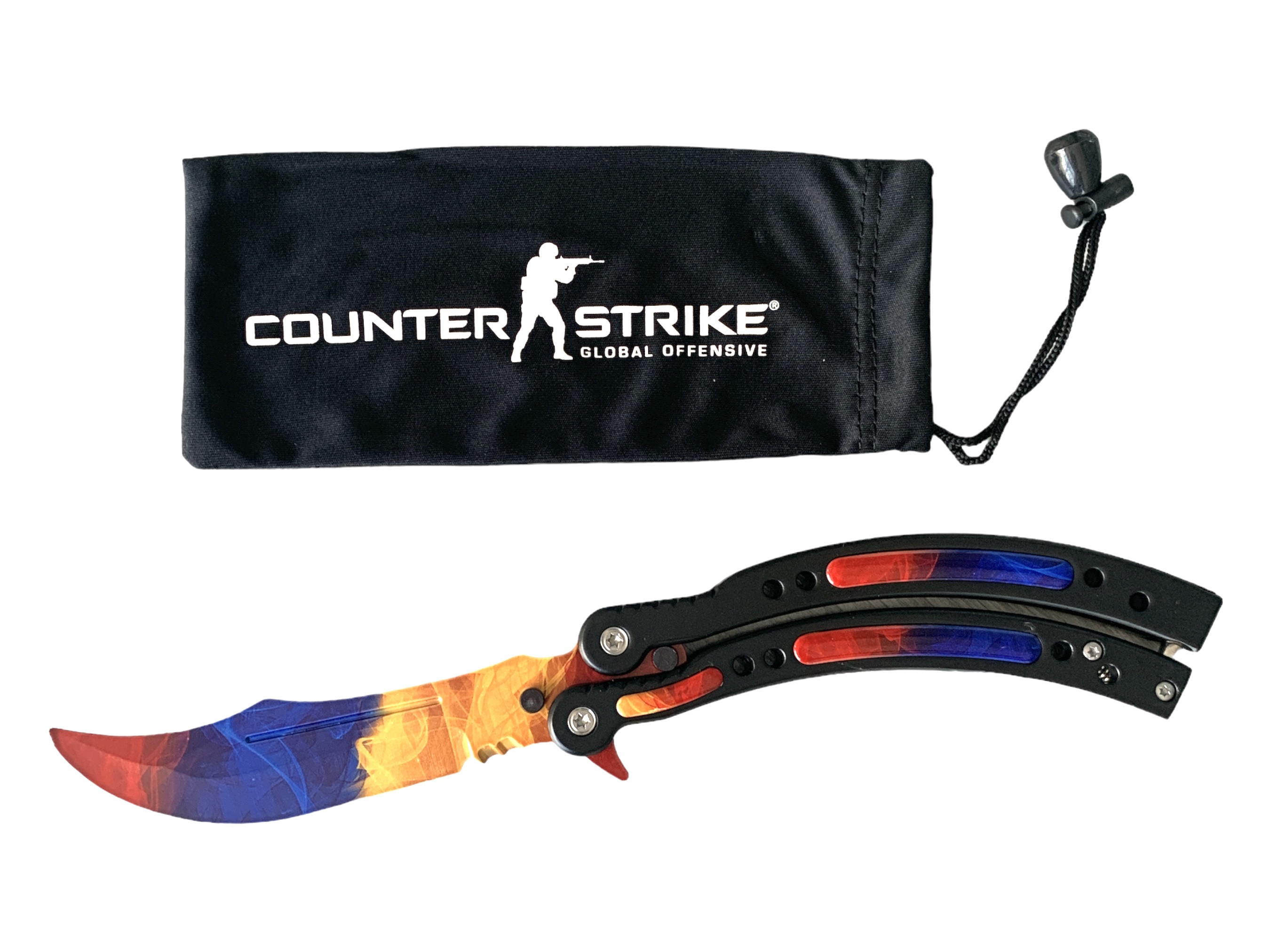 Нож сгъваем тип пеперуда незаточен за правене на трикове -Ice and Fire Karambit