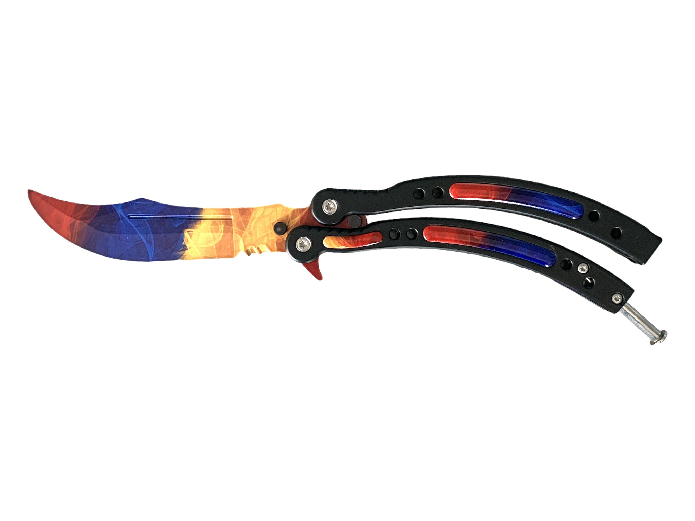 Нож сгъваем тип пеперуда незаточен за правене на трикове -Ice and Fire Karambit