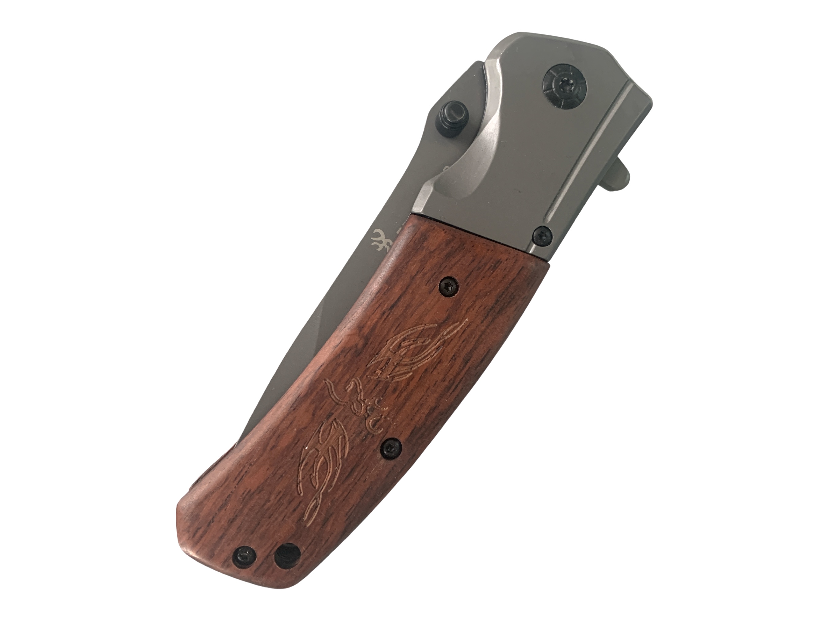 Browning DА98 - Сгъваем автоматичен масивен нож с дървени чирени