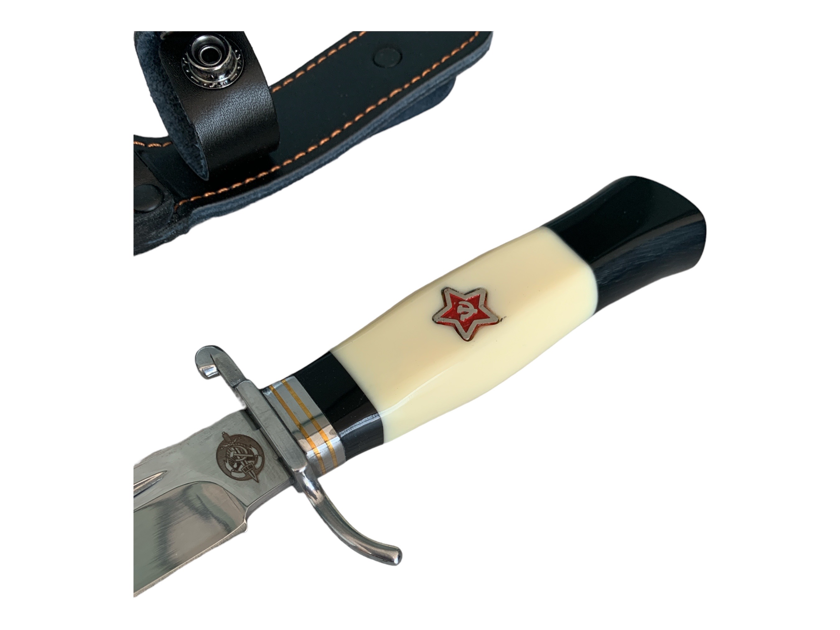 Надеждност и елегантност Нож с фиксирано острие Finka NKVD с кожена кания и стомана 95х18