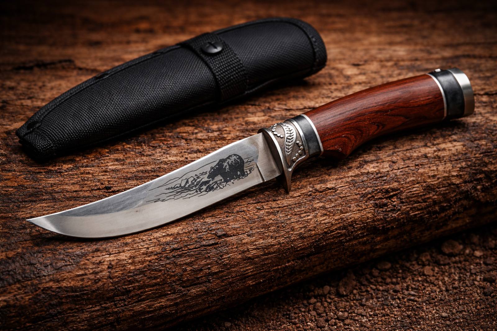 Дървена дръжка с метални орнаменти и стабилен захват