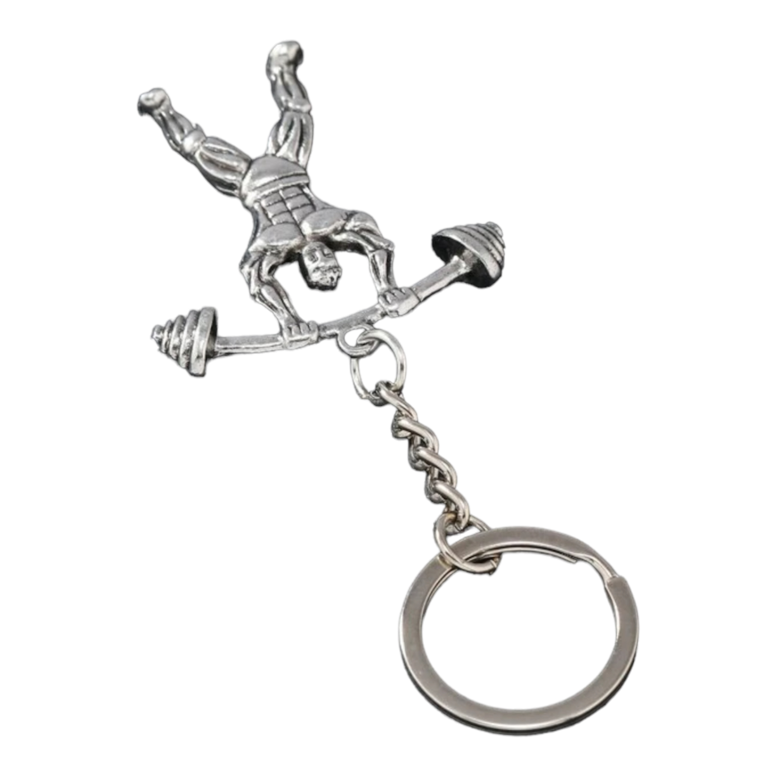 Сила и стил в един ключодържател Метален ключодържател с културист и щанга