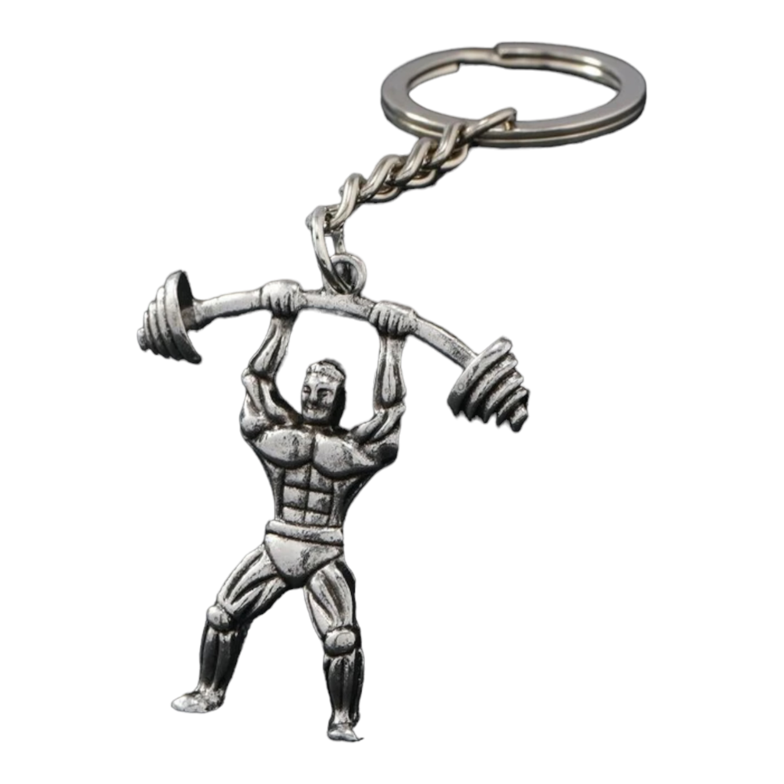 Сила и стил в един ключодържател Метален ключодържател с културист и щанга