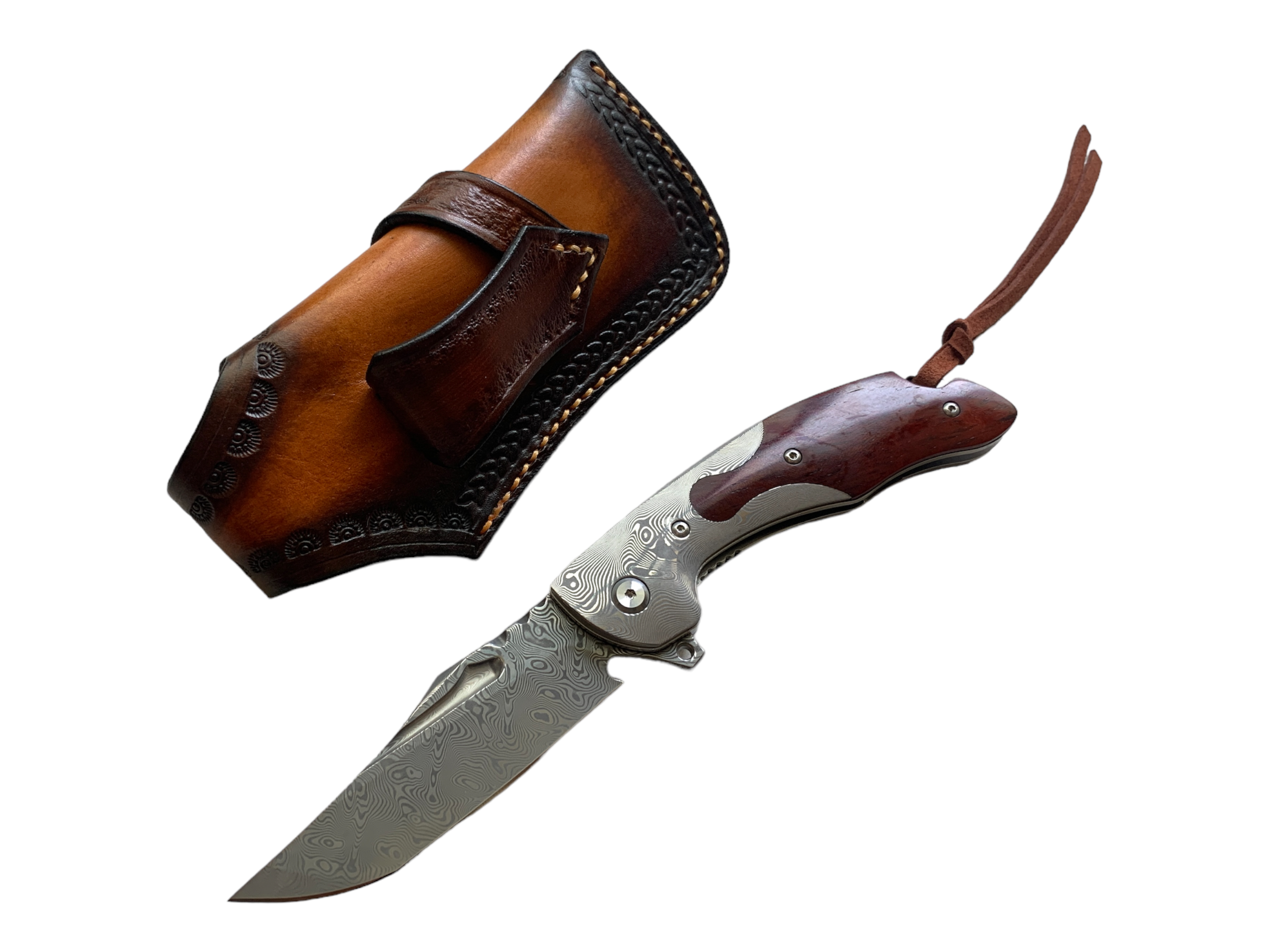 Handmade Pocket Knife Сгъваем автоматичен джобен нож от дамаска стомана