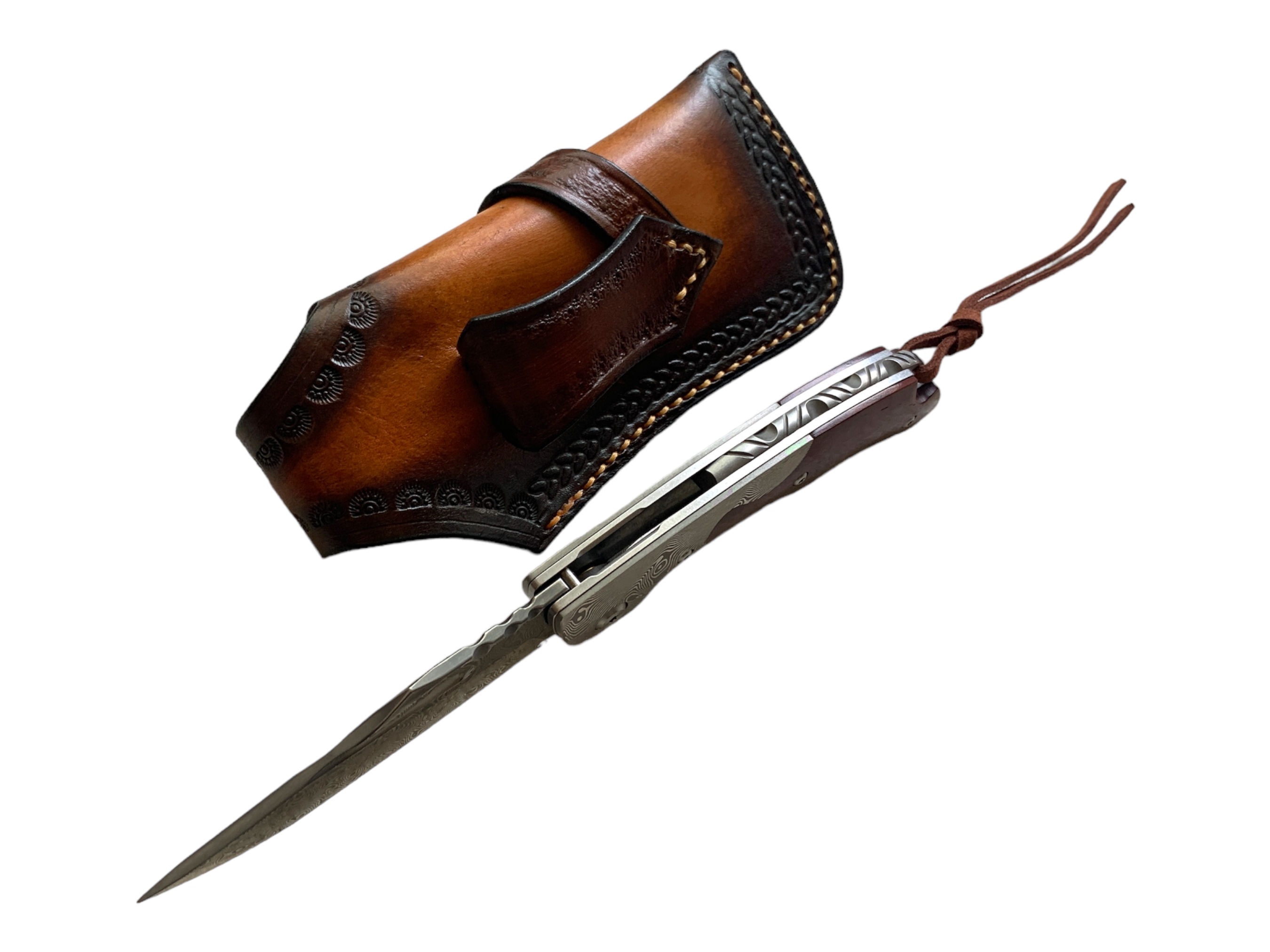 Handmade Pocket Knife Сгъваем автоматичен джобен нож от дамаска стомана