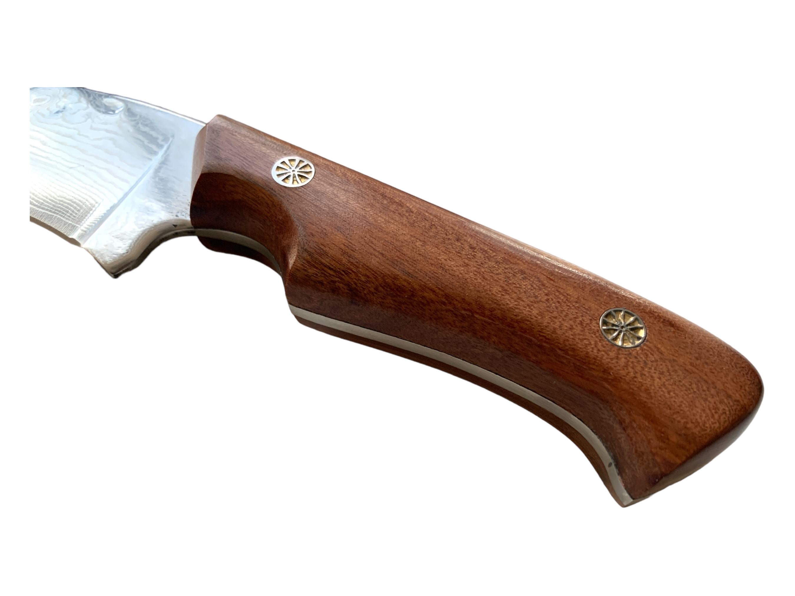 Ръчно изкован нож Craftsman с дамаска стомана и орнаментирана кожена кания Ръчно изкован нож Craftsman с дамаска стомана и орнаментирана кожена кания