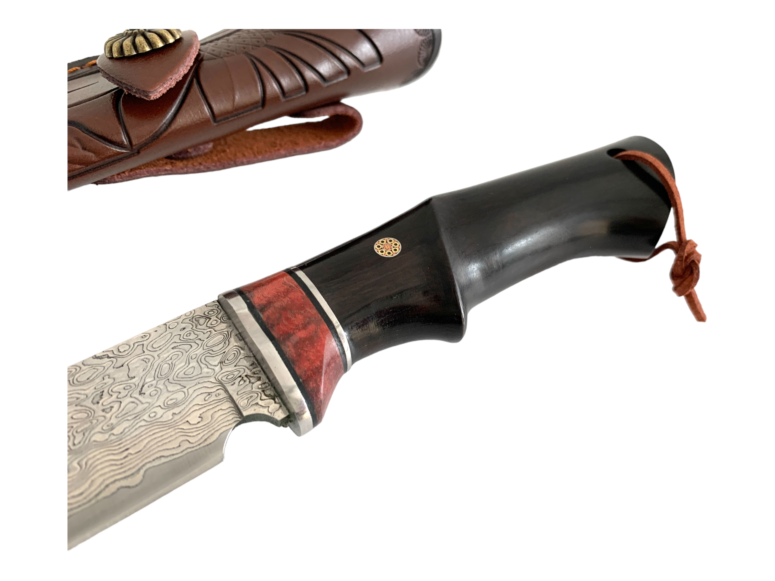 Ръчно изработен нож от дамаска стомана VG10 с дръжка от абанос за лов и оцеляване