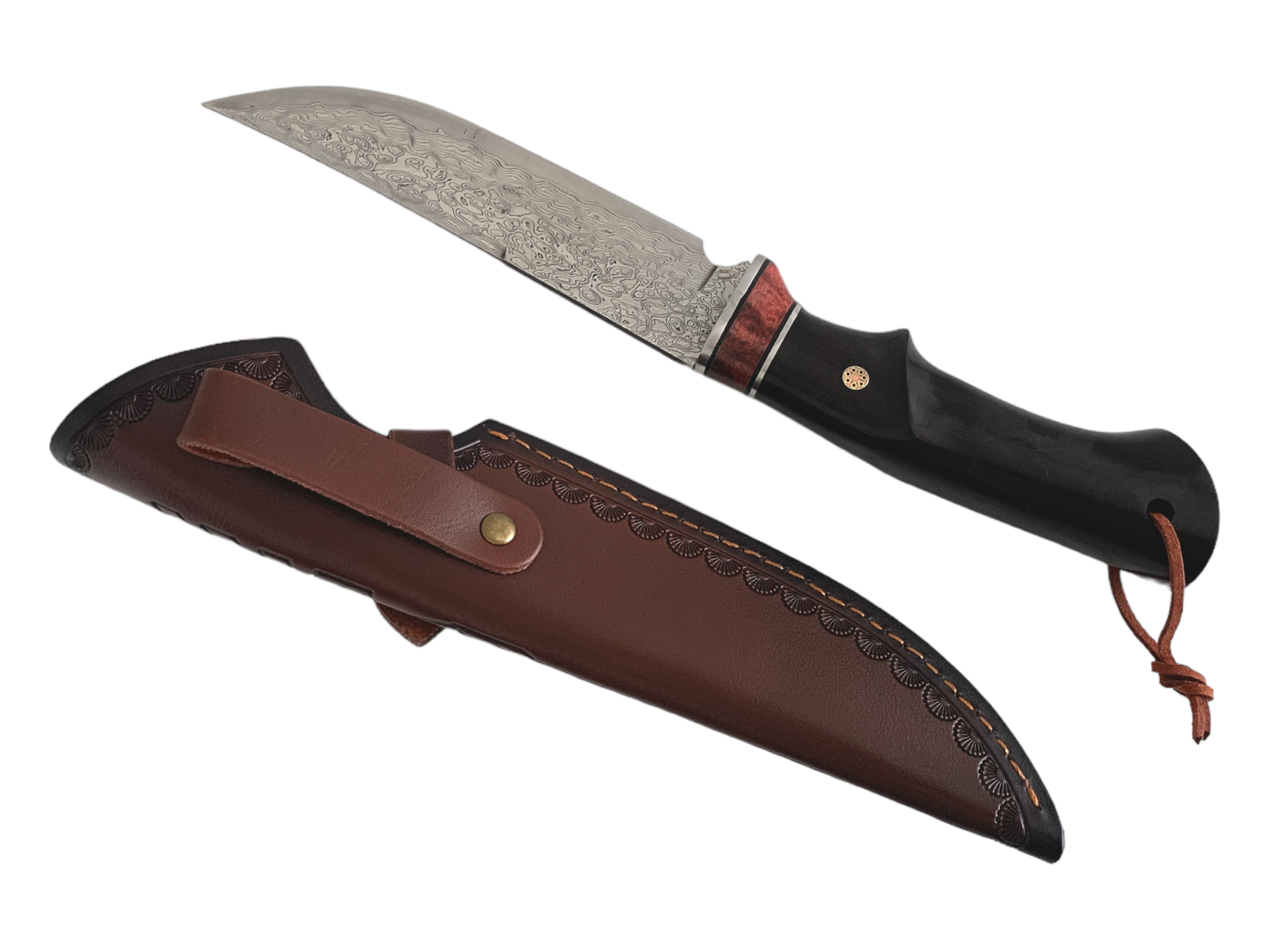 Ръчно изработен нож от дамаска стомана VG10 с дръжка от абанос за лов и оцеляване