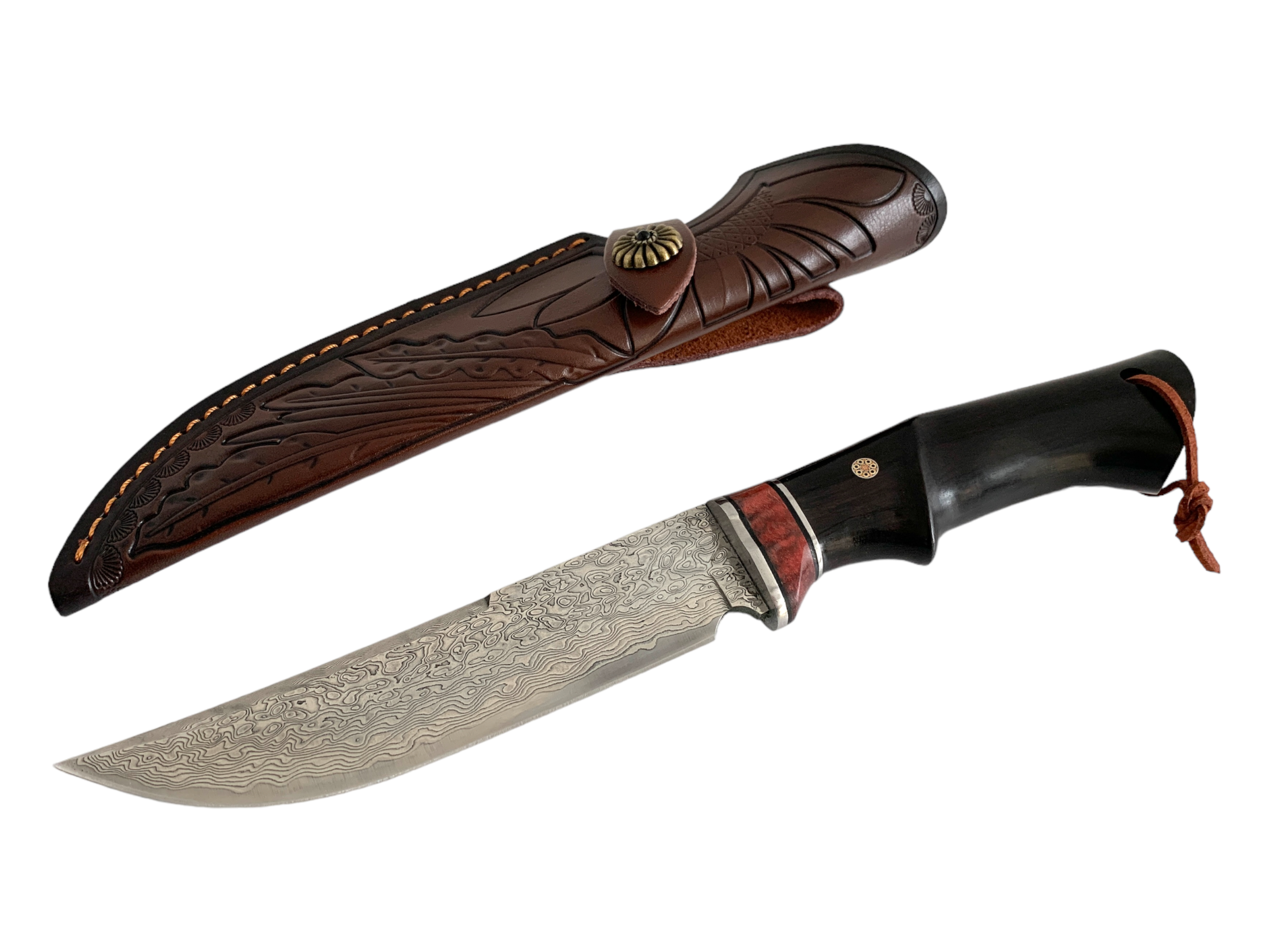 Ръчно изработен нож от дамаска стомана VG10 с дръжка от абанос за лов и оцеляване