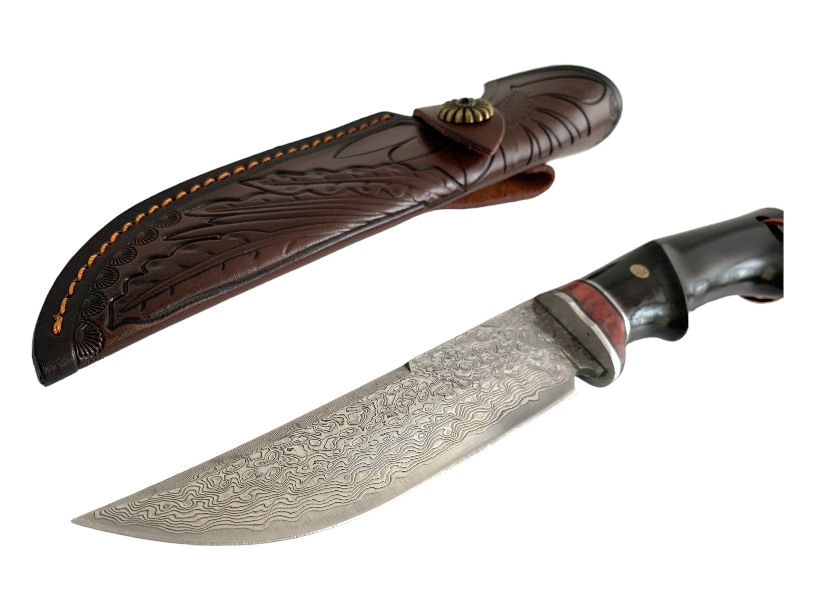 Ръчно изработен нож от дамаска стомана VG10 с дръжка от абанос за лов и оцеляване