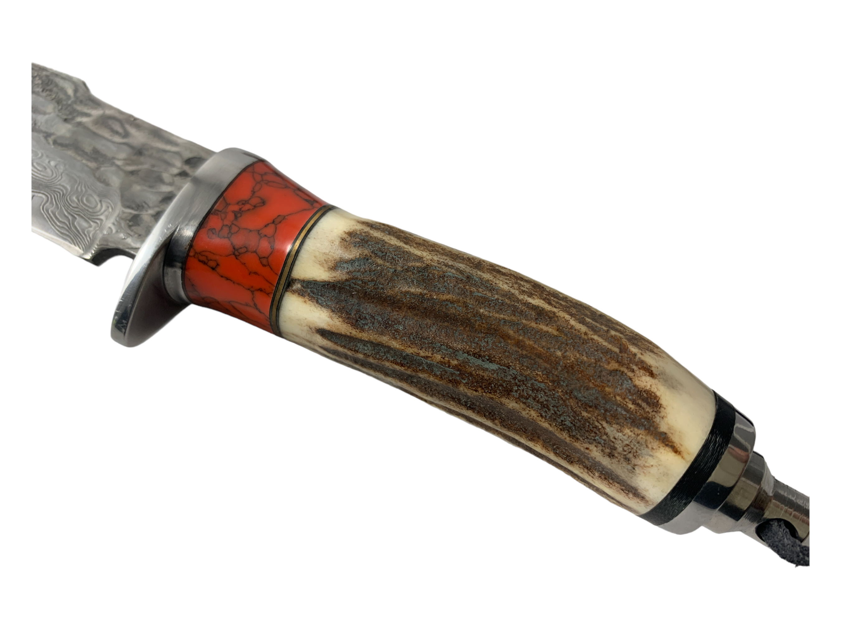 Ръчно изработен нож Wilderness Explorer с дамаска стомана острие и кожена кания