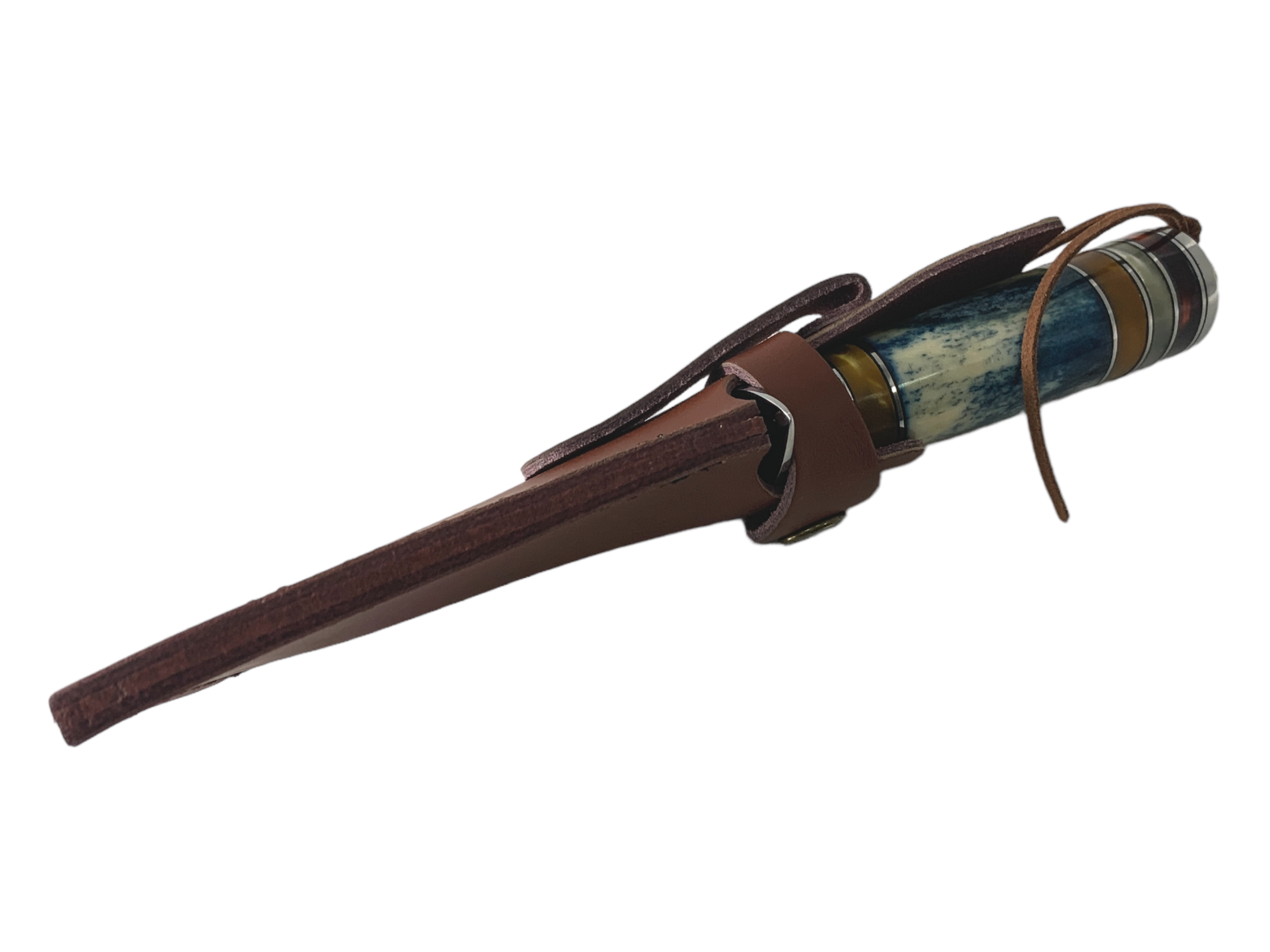 Ловен нож 'Дамаск' с ръчно изработена кожена кания