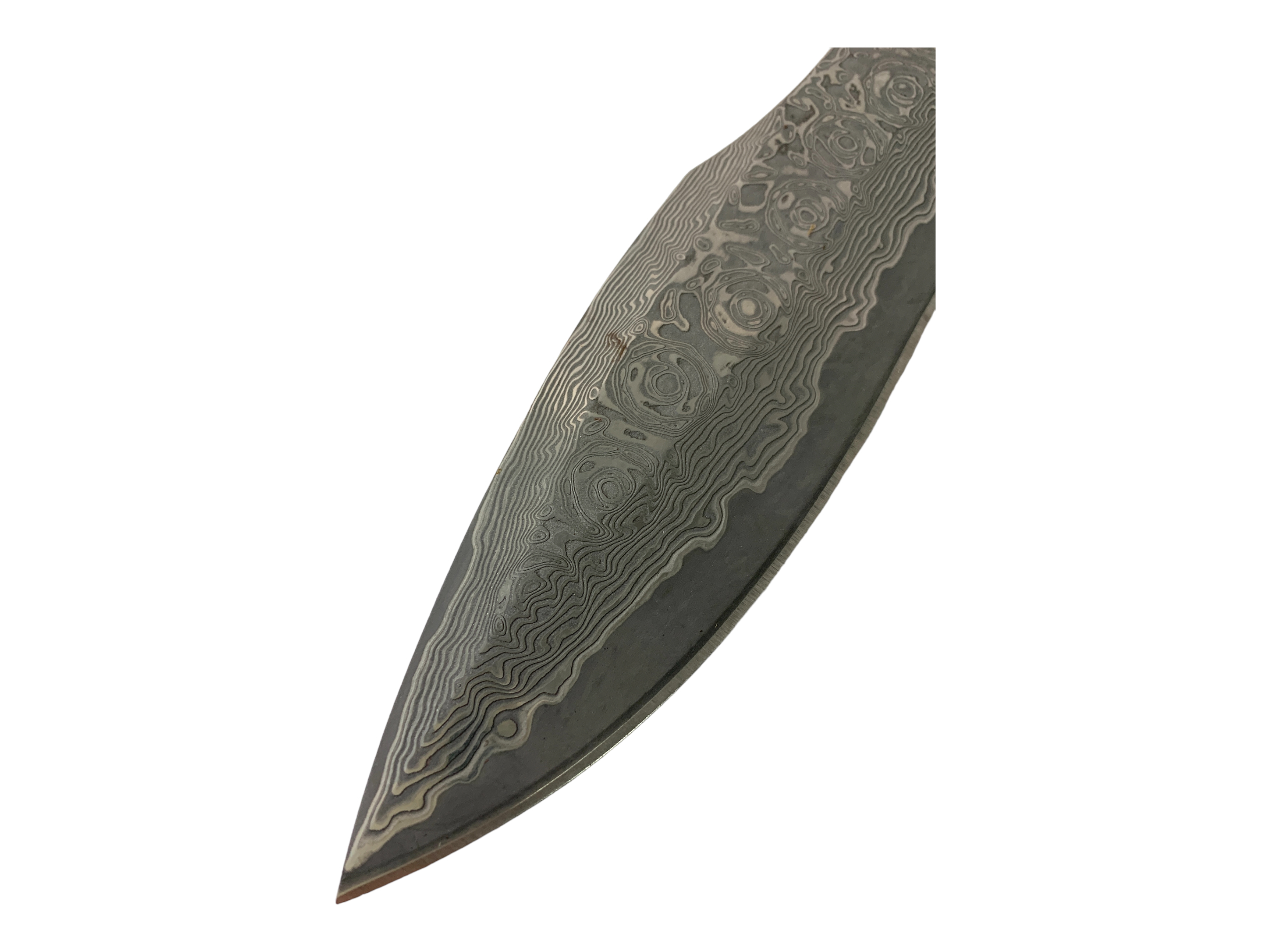 Ръчно изработен тактически нож с дамаска стомана и кожен калъф с мотив череп