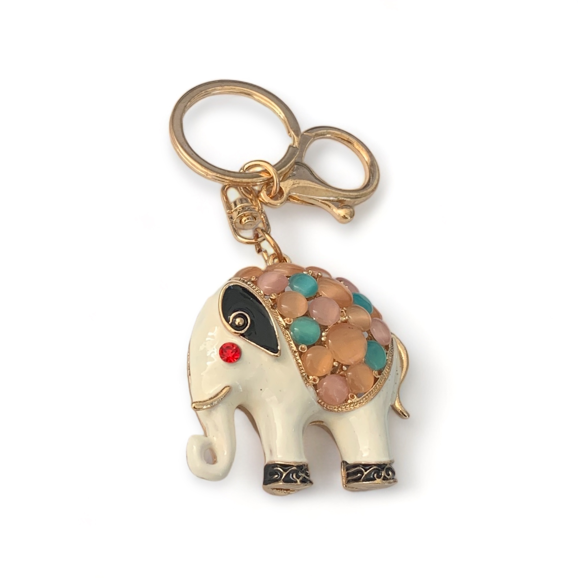 Ключодържател "Бохемски слон" с многоцветни камъни