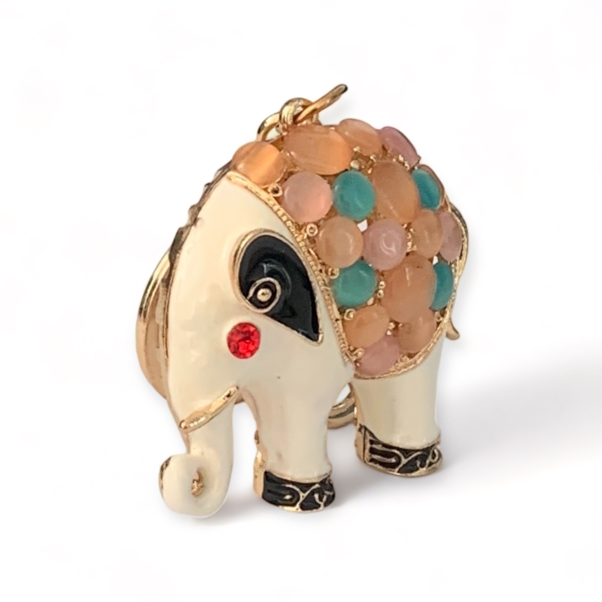 Ключодържател "Бохемски слон" с многоцветни камъни