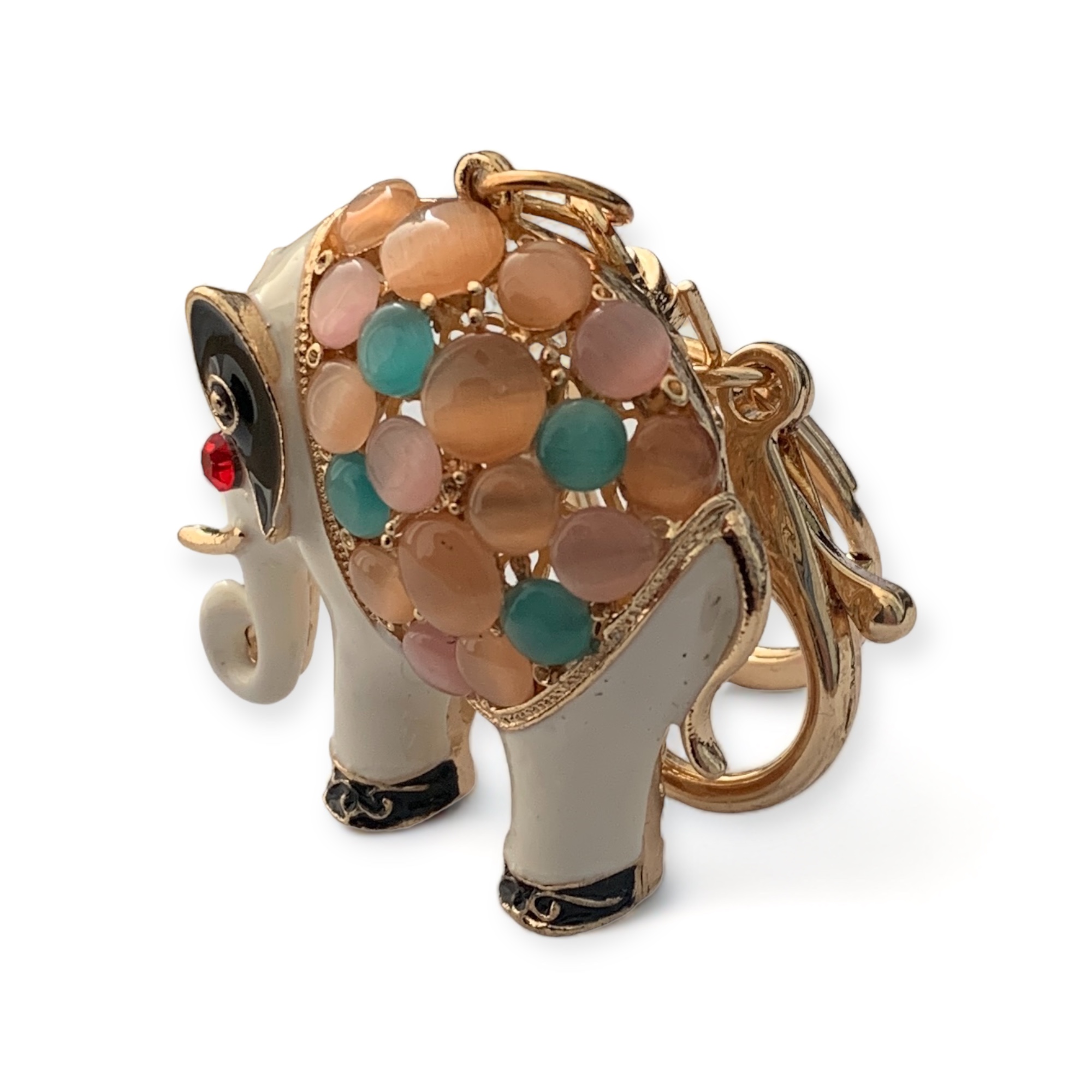 Ключодържател "Бохемски слон" с многоцветни камъни