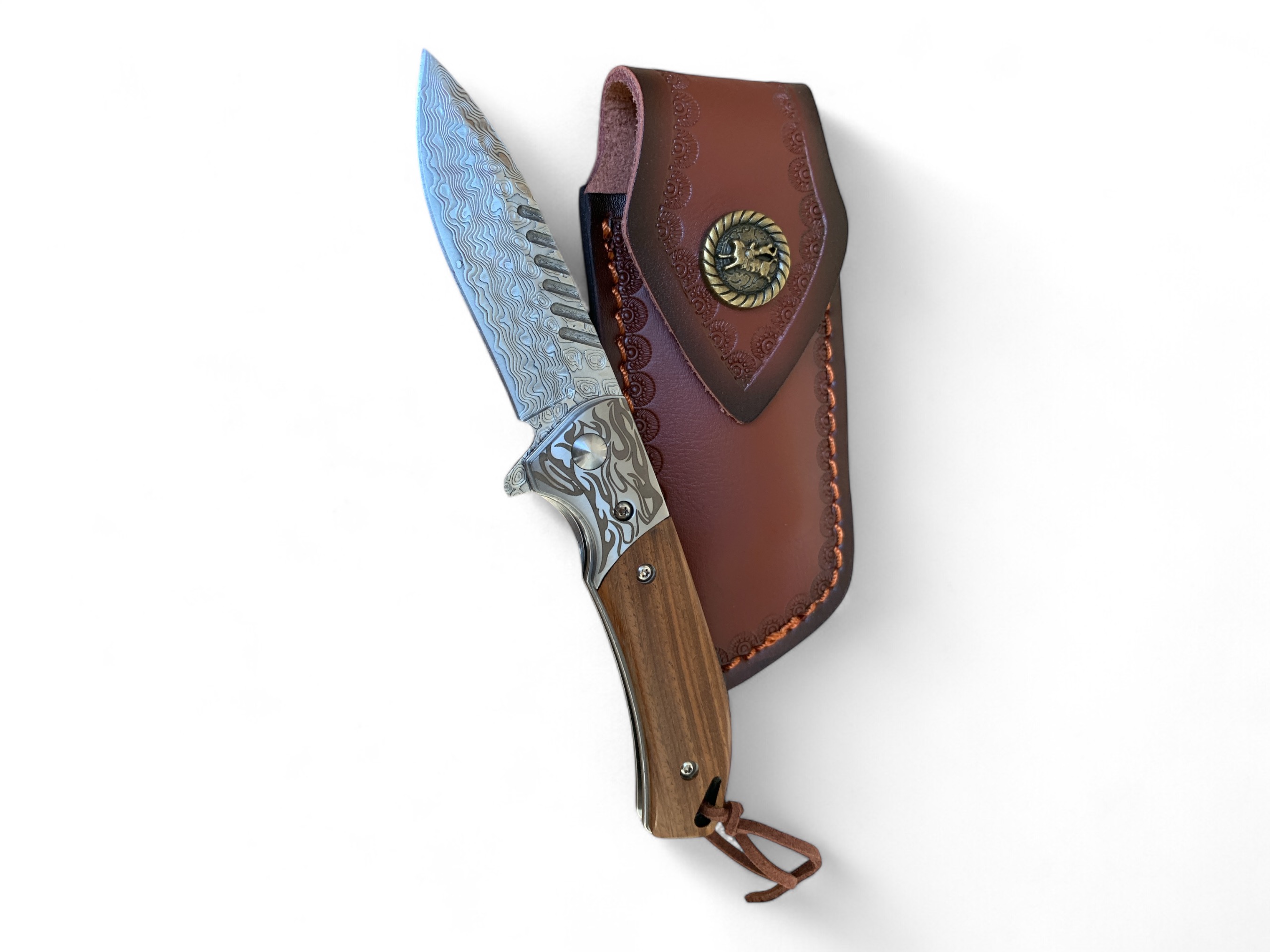 Сгъваем нож от дамаскова стомана с дървена дръжка - Woodland Strider