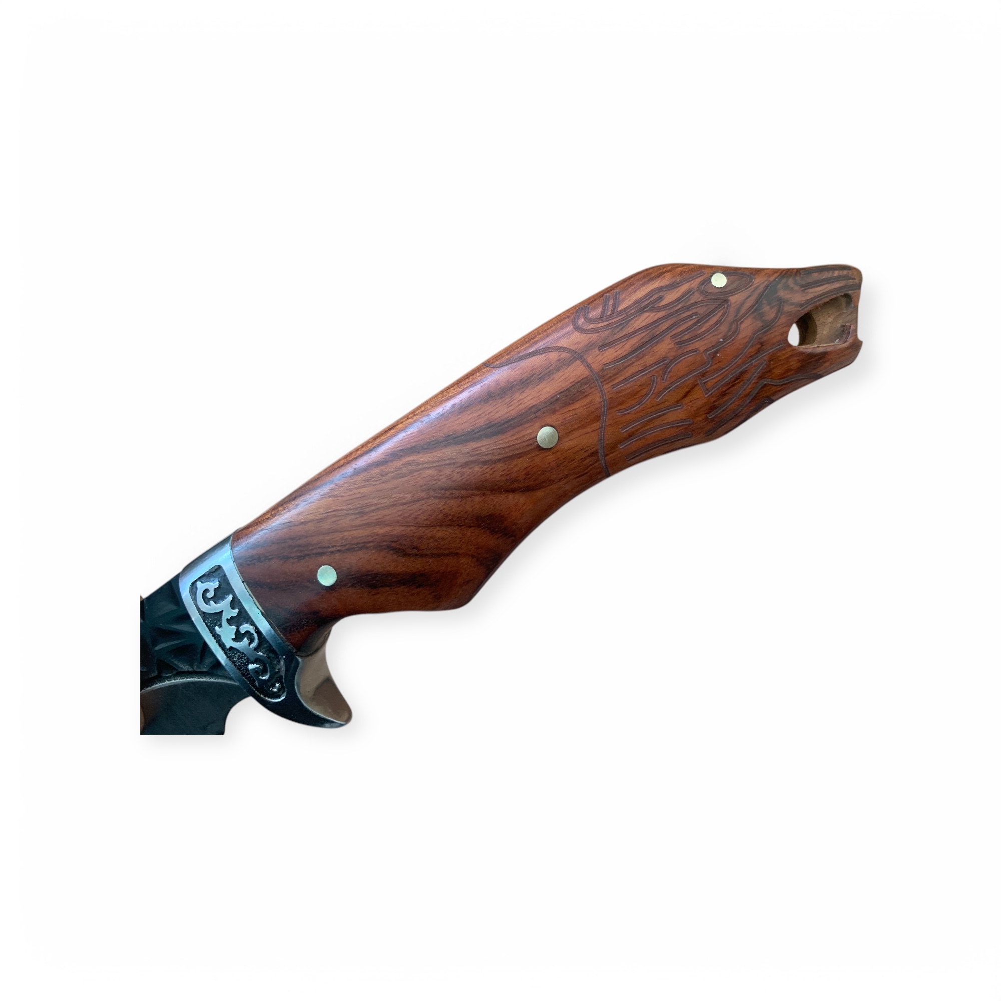 Ловен нож с дървена дръжка и кожена кания