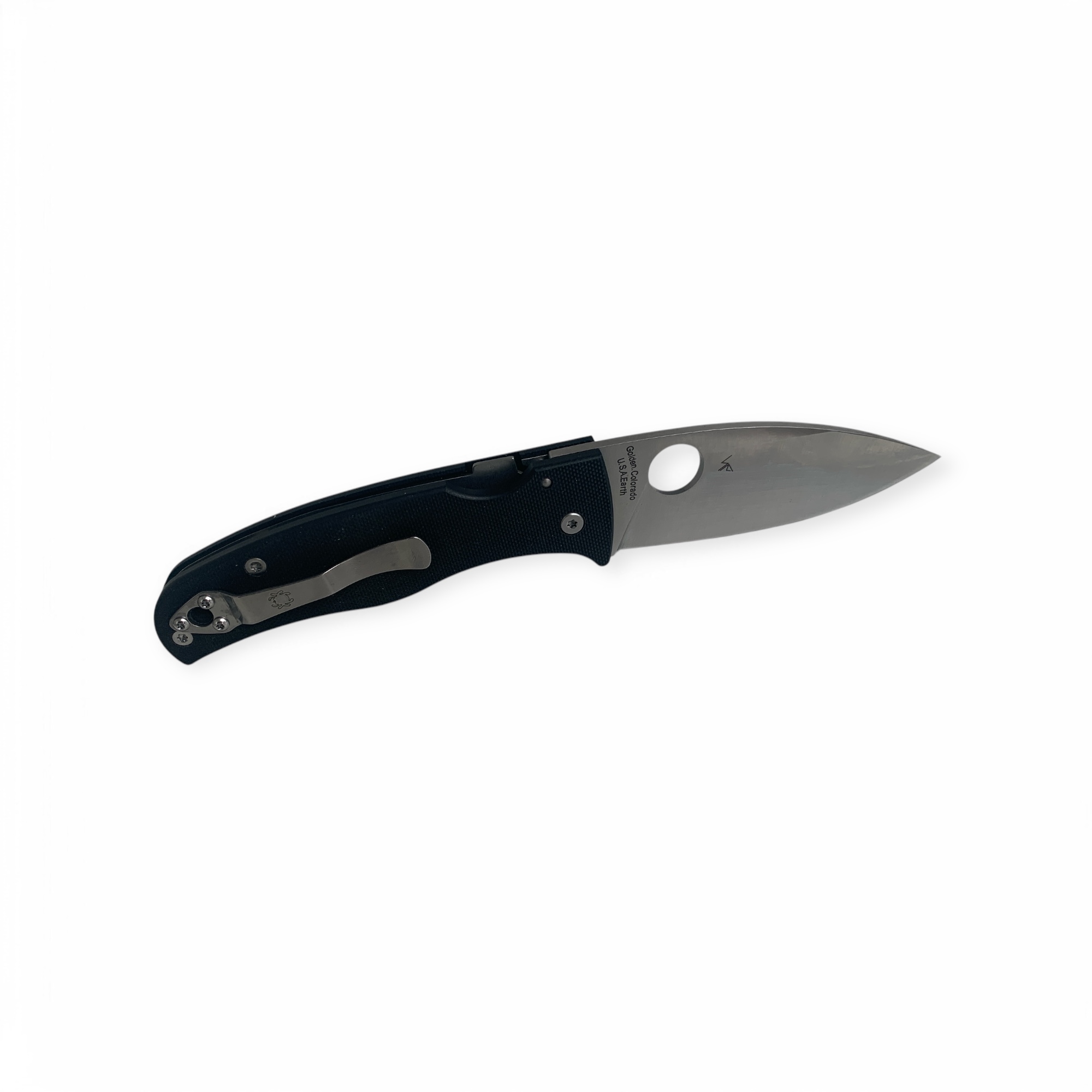 Нож Stike Edge с черна G-10 дръжка и острието в отворено състояние