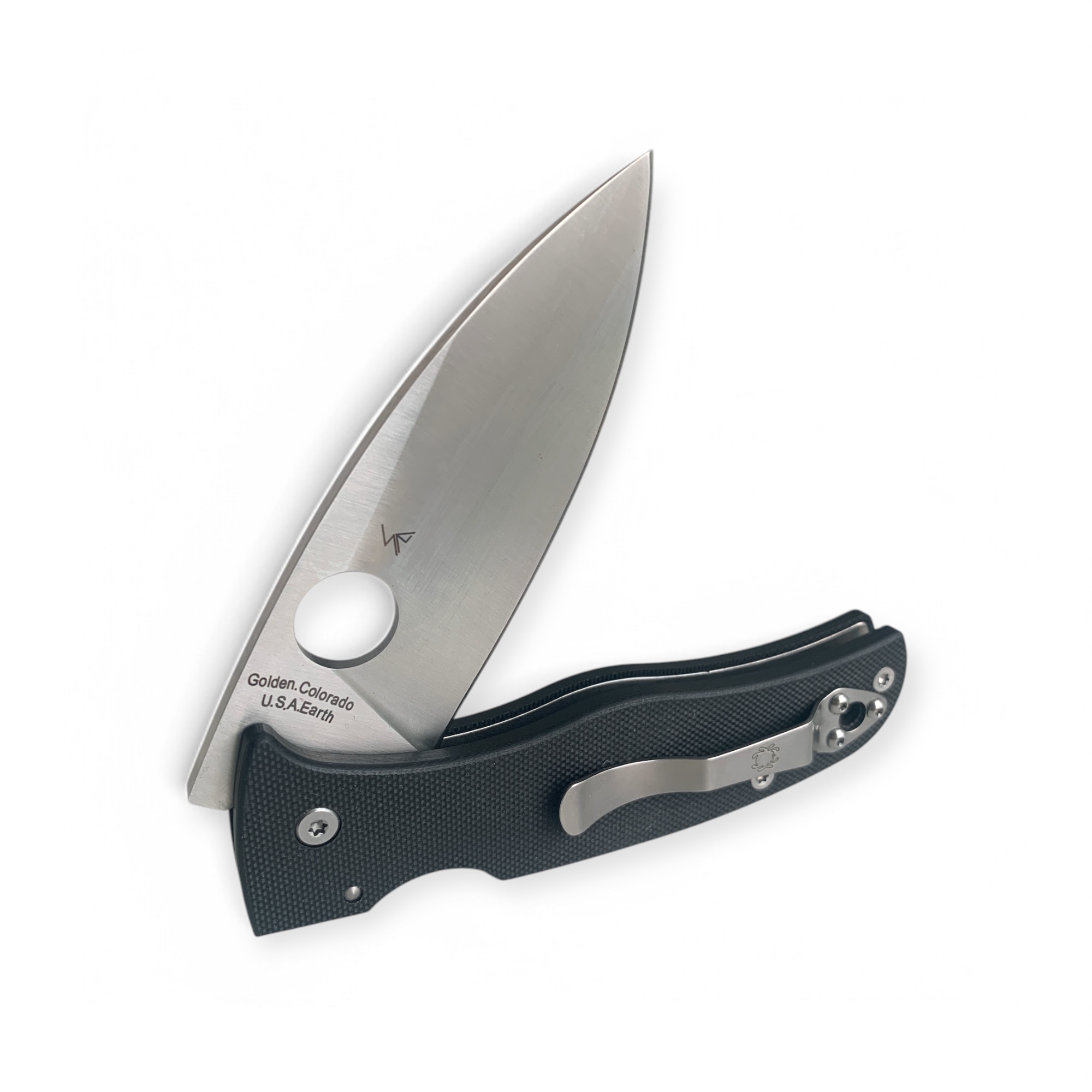 Нож Stike Edge с черна G-10 дръжка и острието в отворено състояние