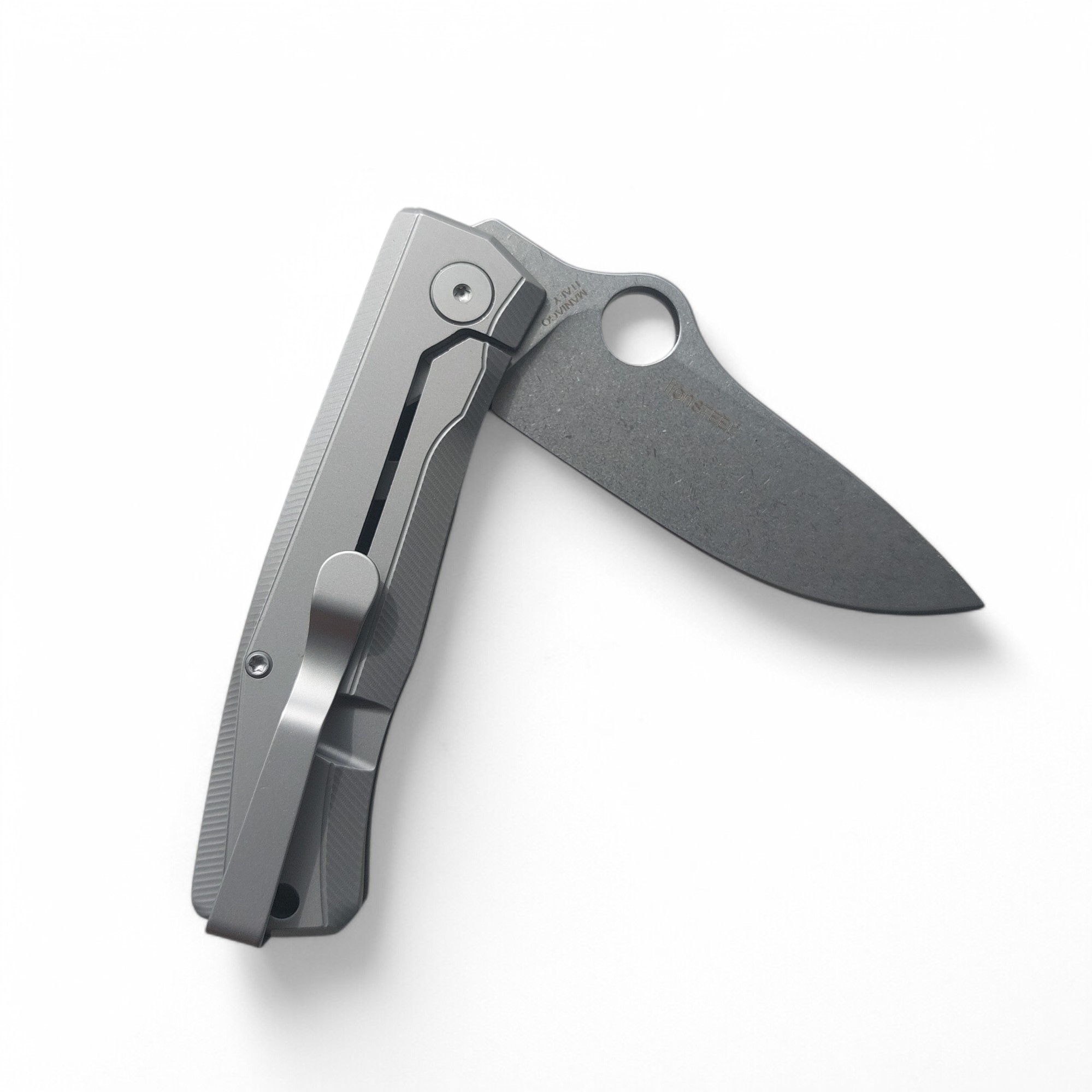 Сгъваем нож с M398 стомана и Micarta дръжка – отворен изглед