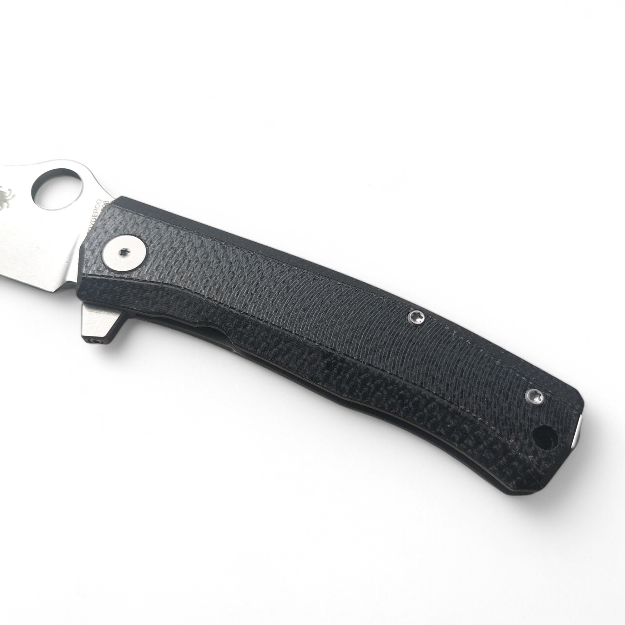 Сгъваем нож с M398 стомана и Micarta дръжка – отворен изглед