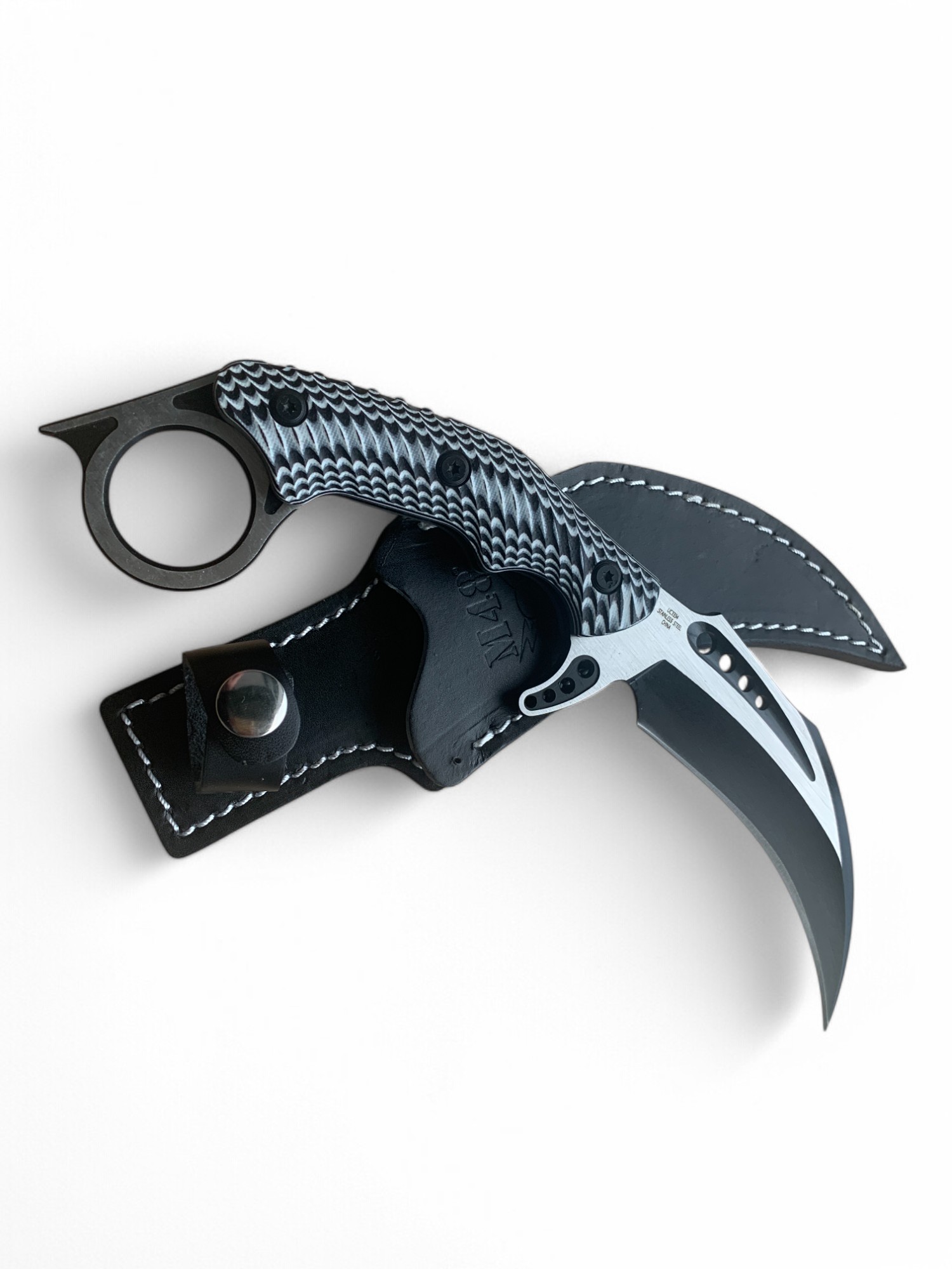 Тактически карамбит нож United Cutlery M48 Liberator с кожена кания Карабит нож с Full Tang конструкция и G10 дръжка